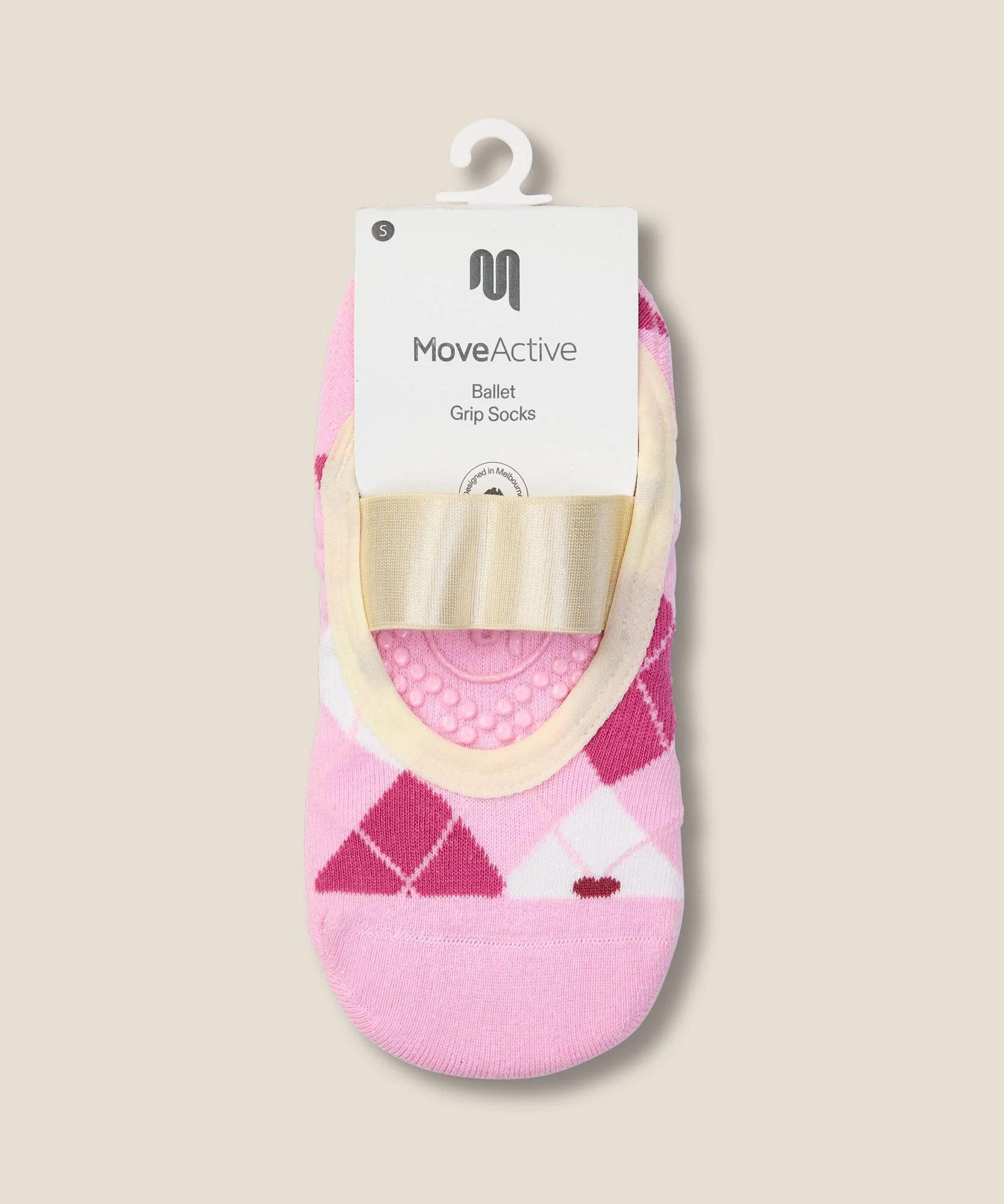 Ballet Grip Socks - Pink Argyle - Image 5