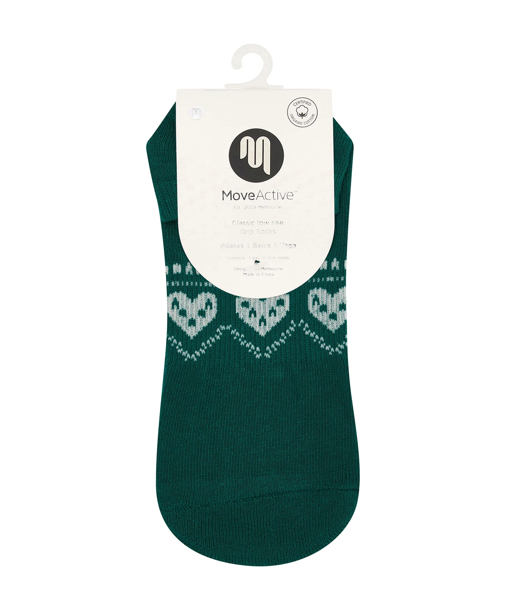 Low Rise Grip Socks - Alpine Heart Emerald - Image 5