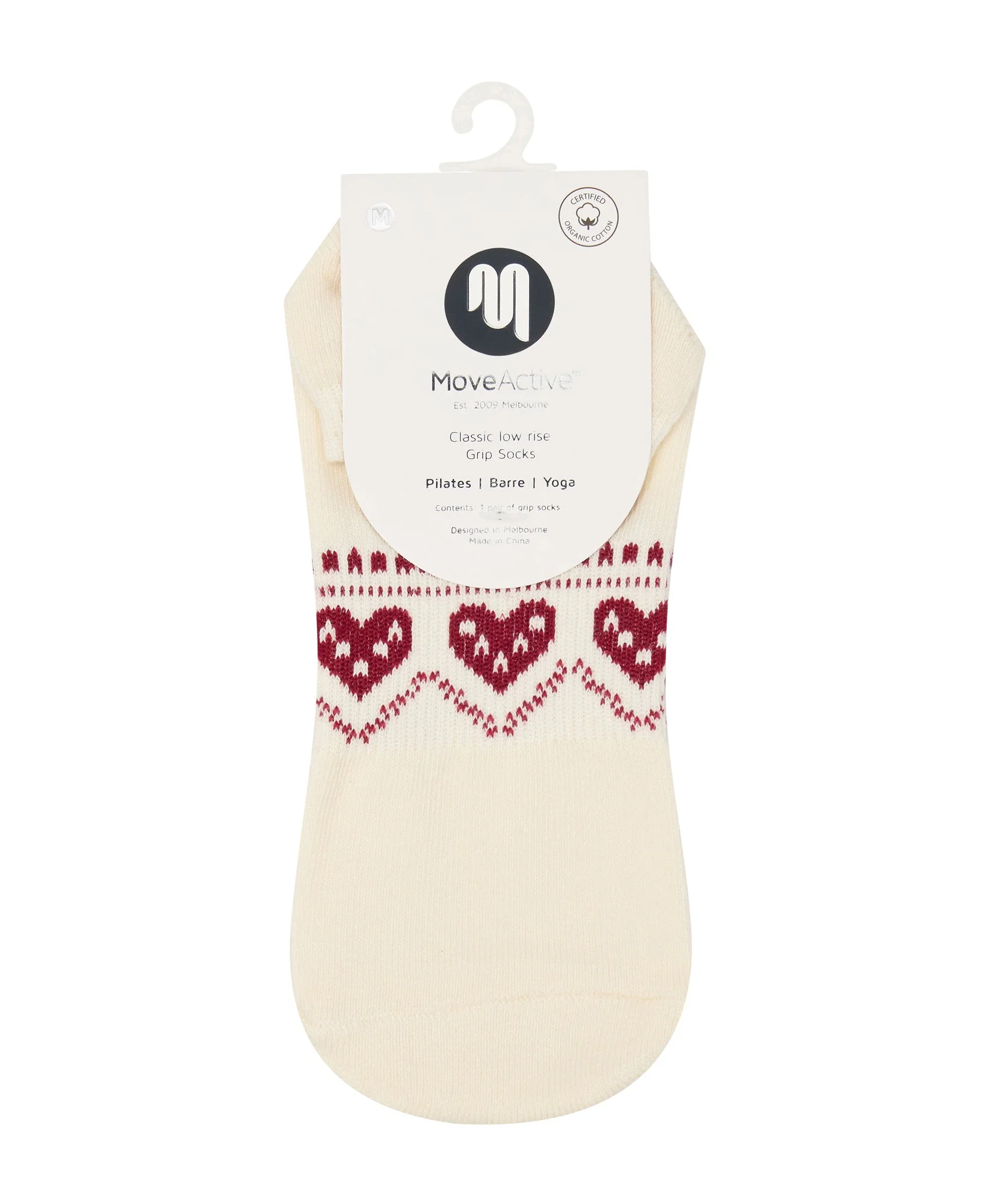 Low Rise Grip Socks - Alpine Heart Oat - Image 5