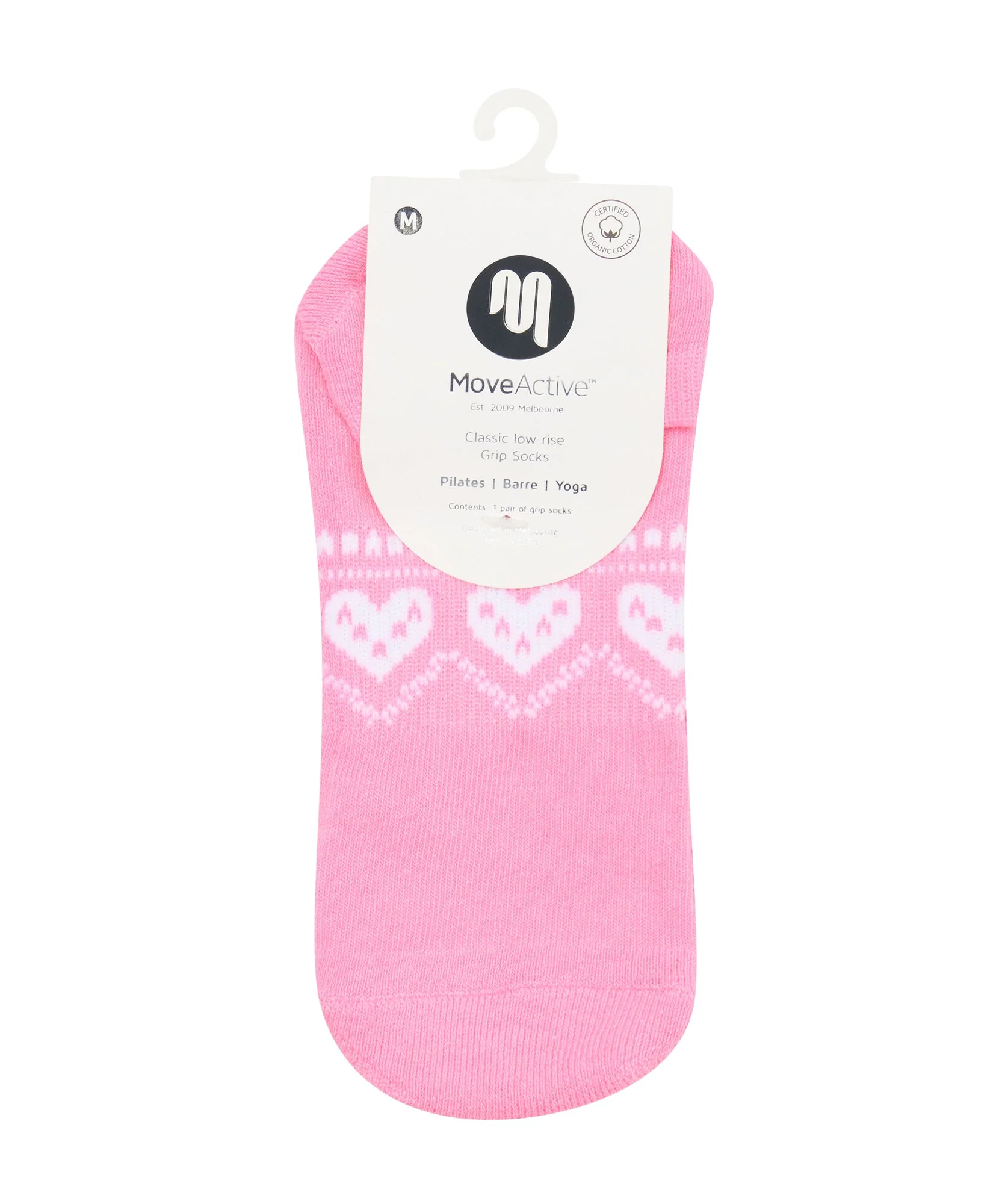 Low Rise Grip Socks - Alpine Heart Rose - Image 5