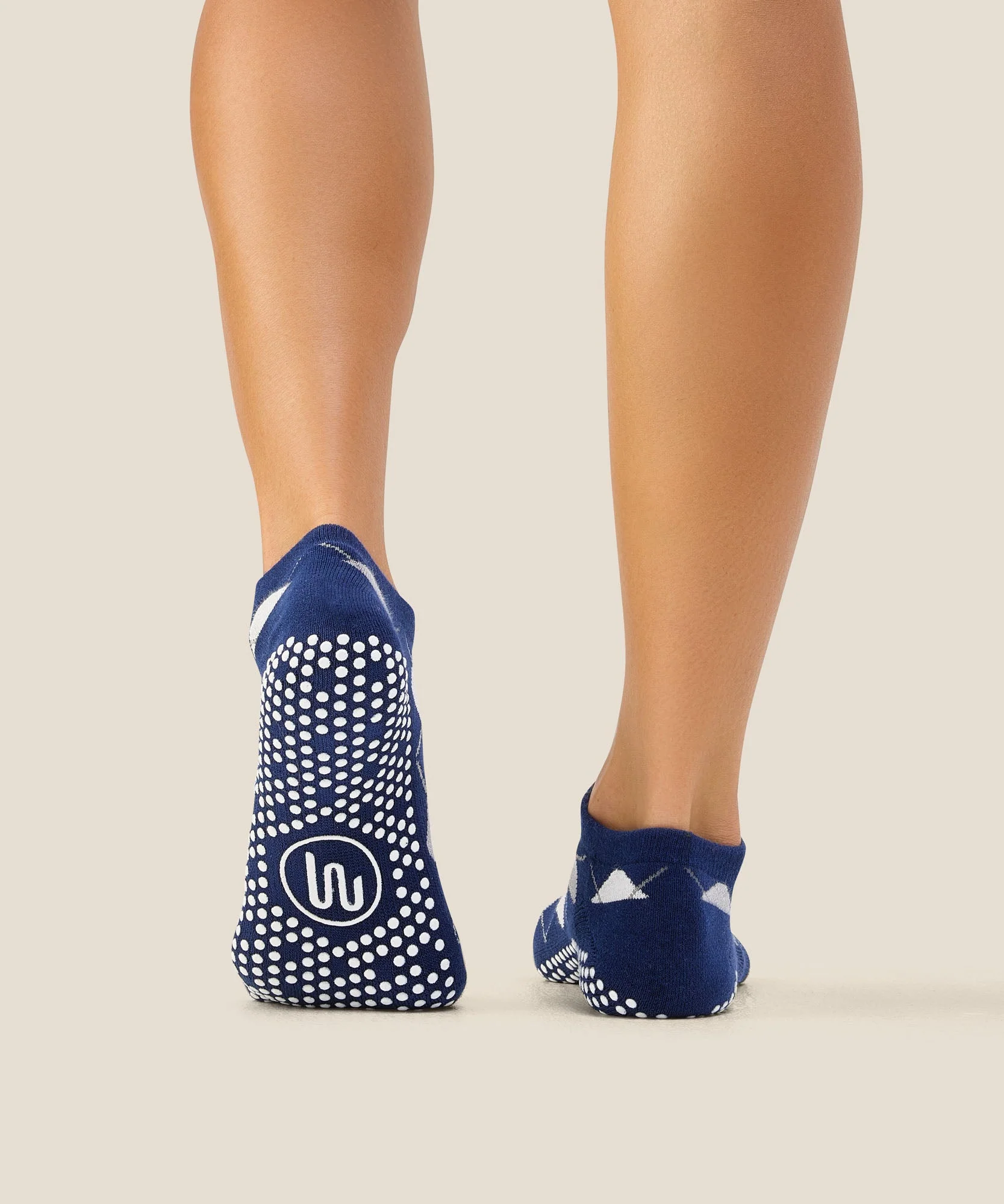 Low Rise Grip Socks - Argyle Navy - Image 3