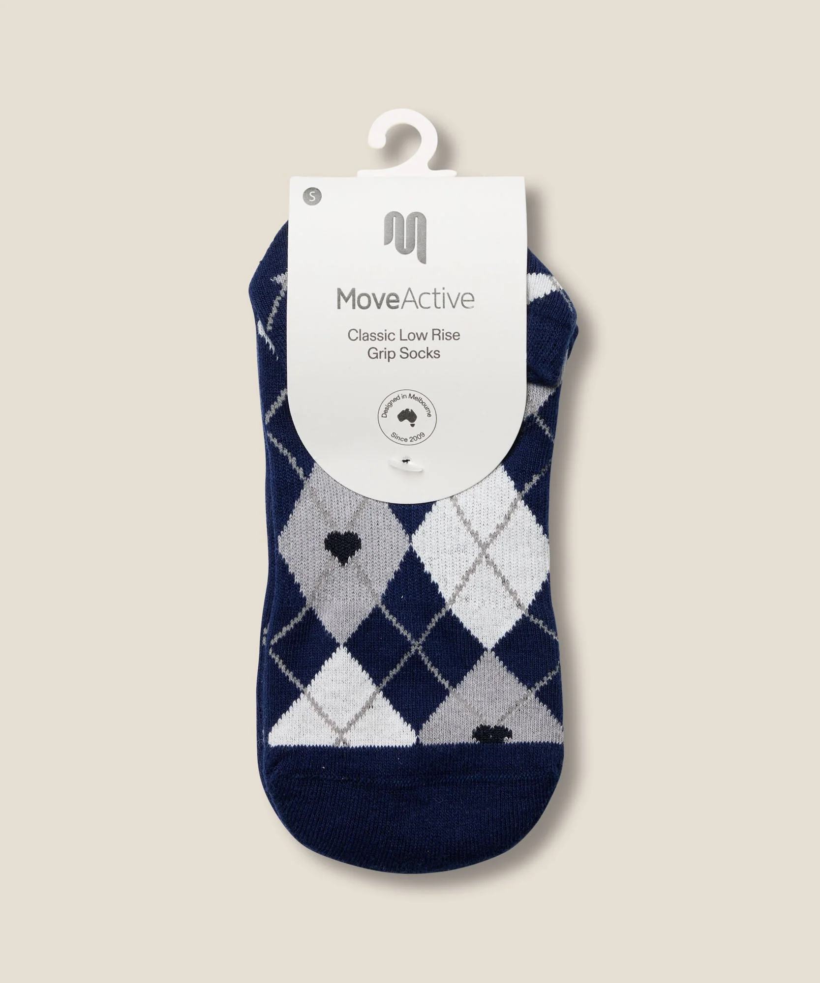 Low Rise Grip Socks - Argyle Navy - Image 6
