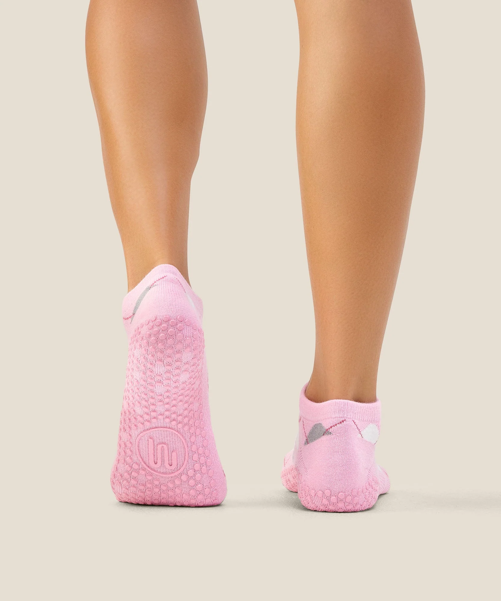 Low Rise Grip Socks - Argyle Pink - Image 3