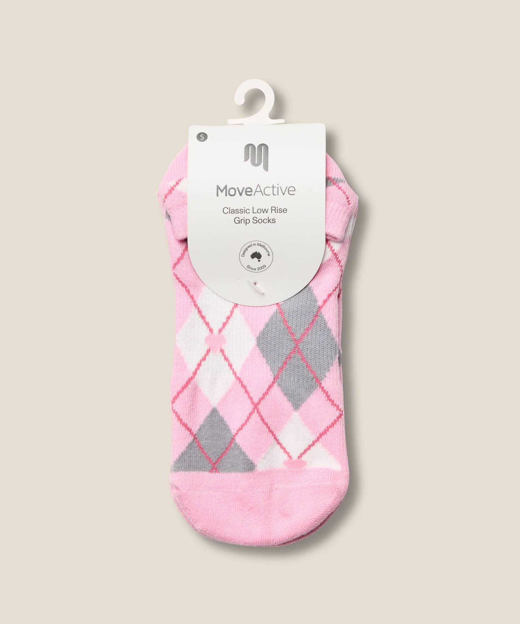 Low Rise Grip Socks - Argyle Pink - Image 6