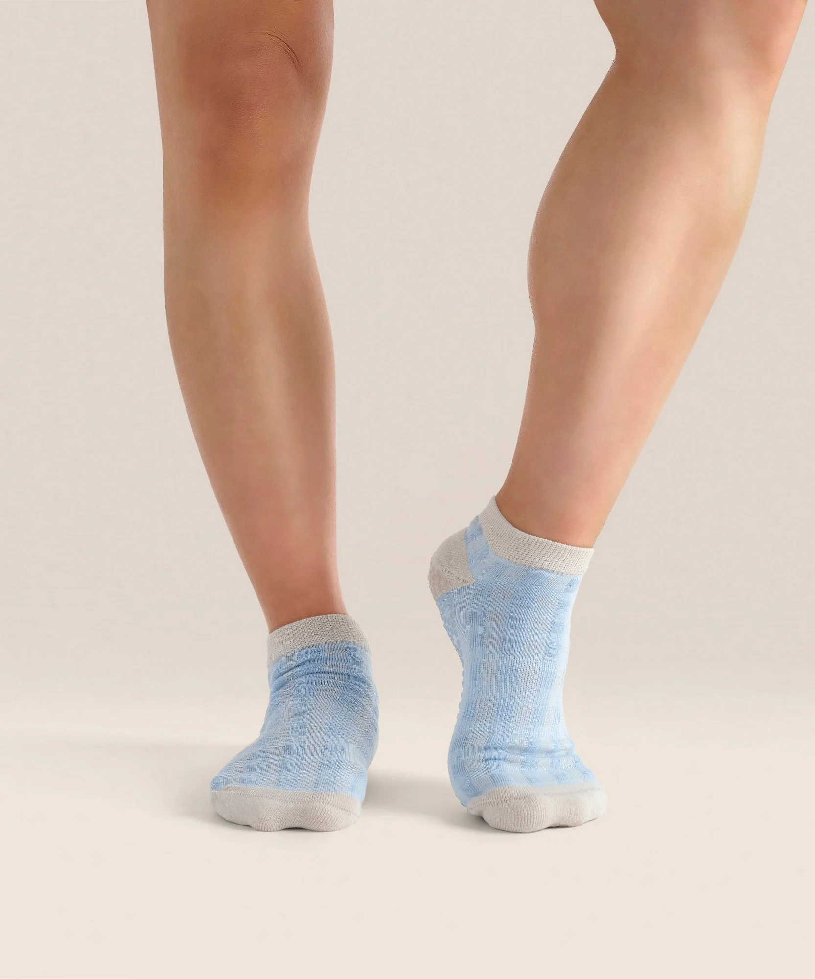 Low Rise Grip Socks - Bluebelle Gingham