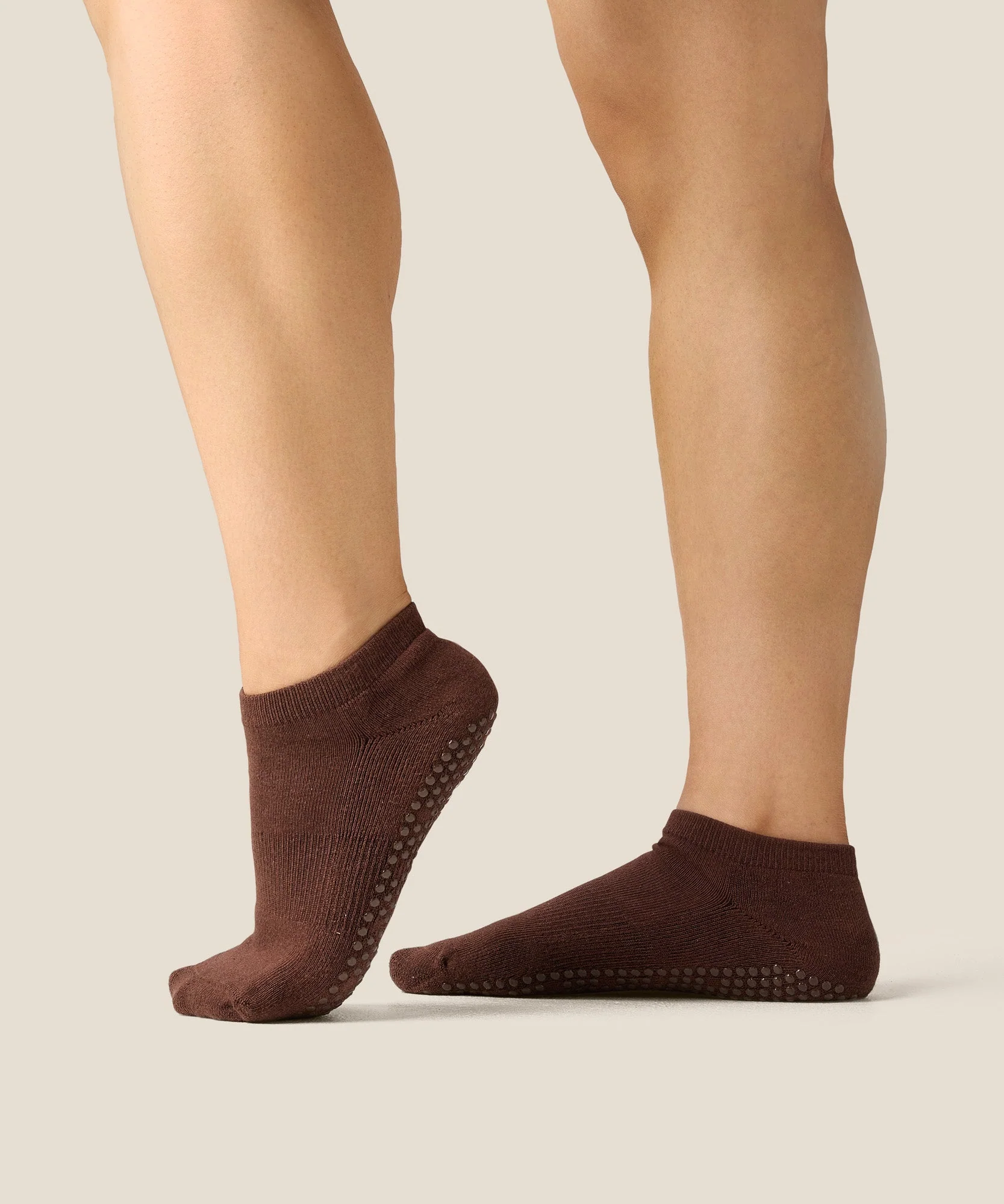 Low Rise Grip Socks - Espresso