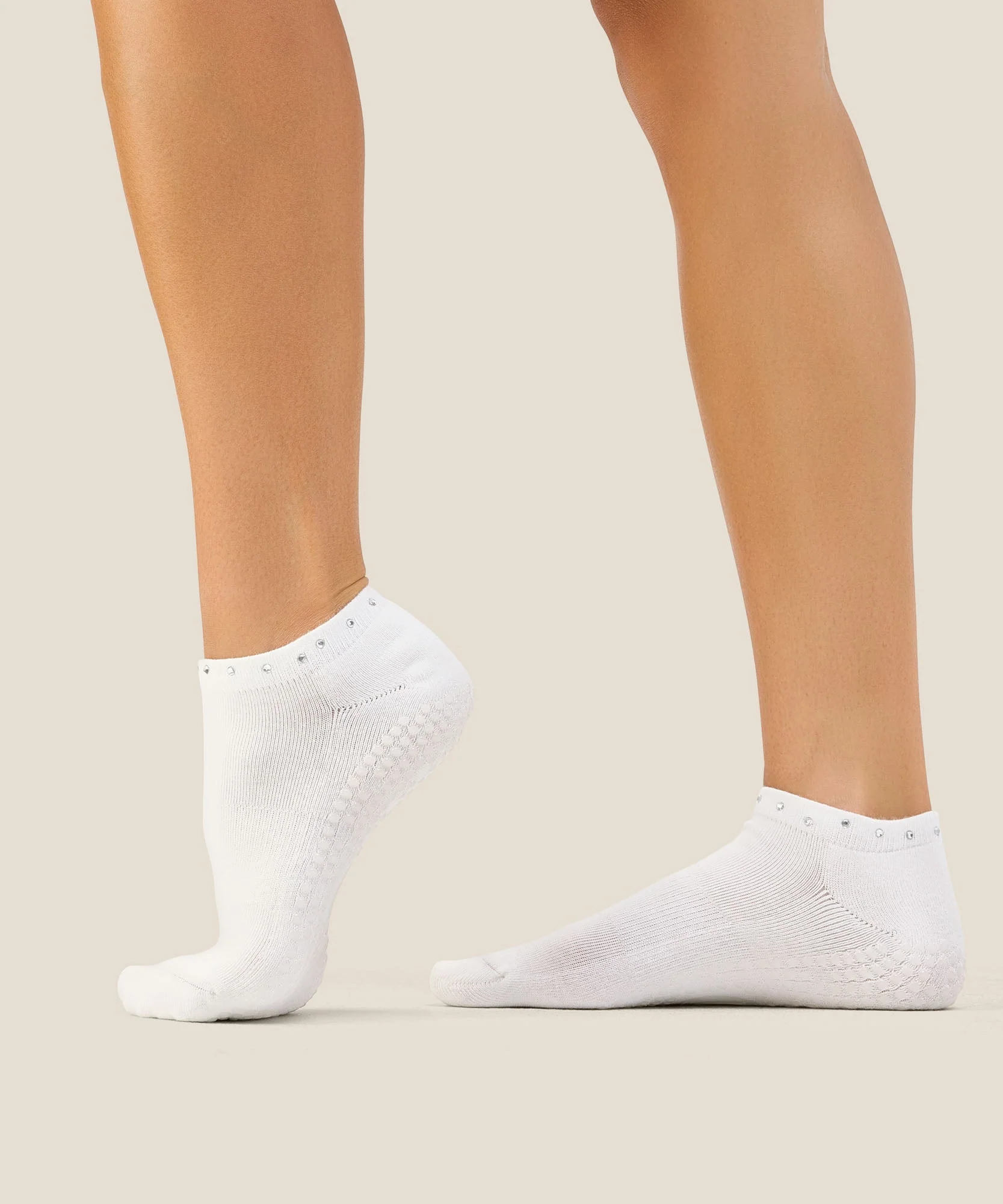 Low Rise Grip Socks - Gem Ivory