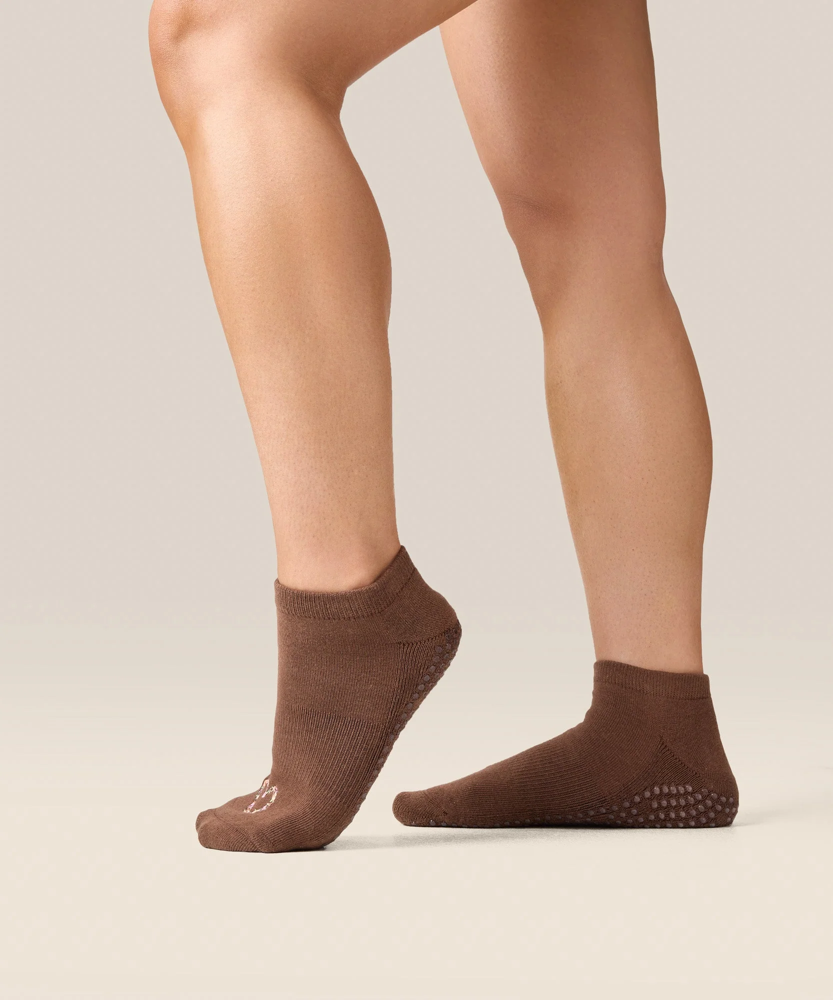 Low Rise Grip Socks - Heart Vine Brown - Image 3