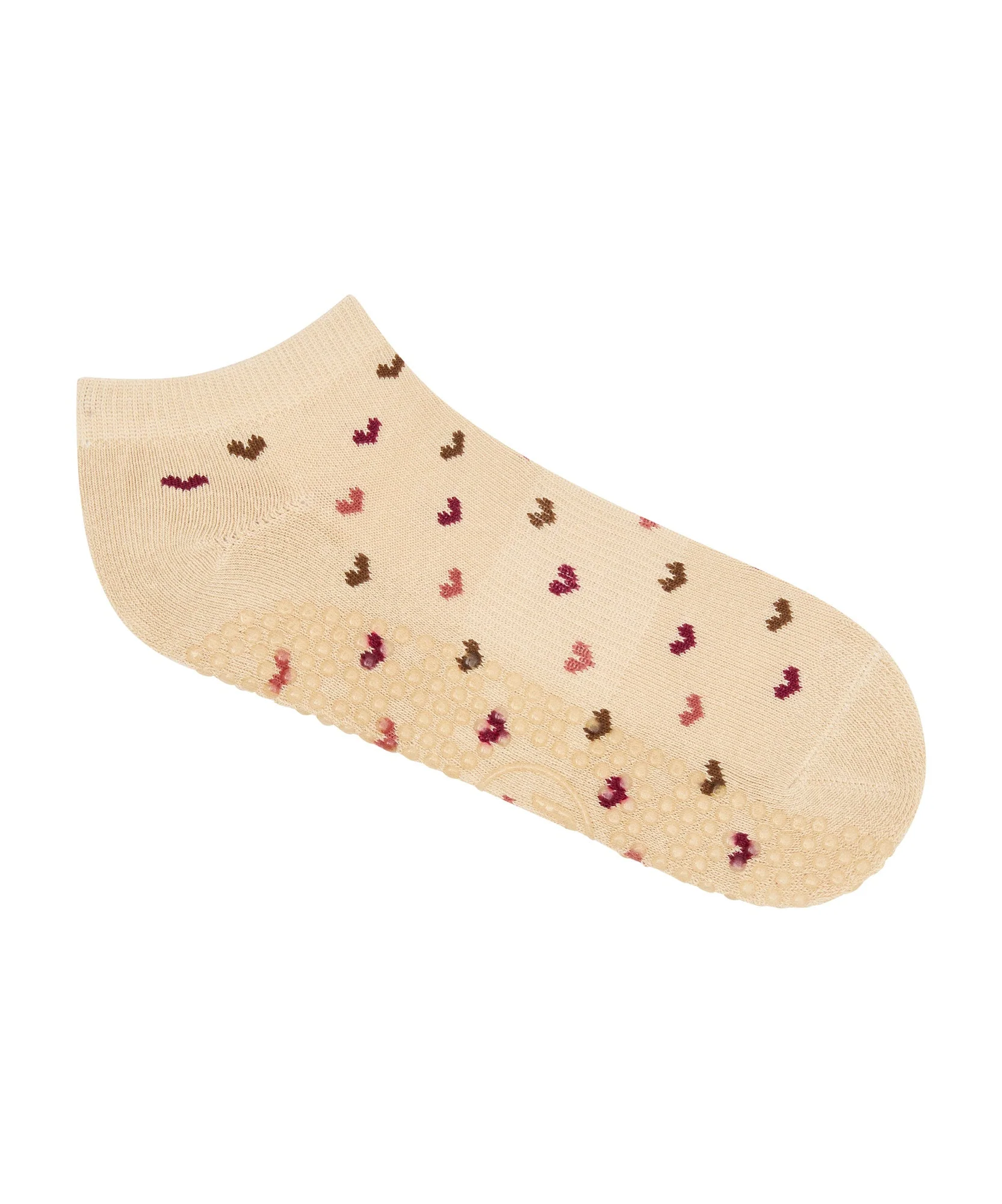 Low Rise Grip Socks - Hearts Aflutter Beige - Image 2