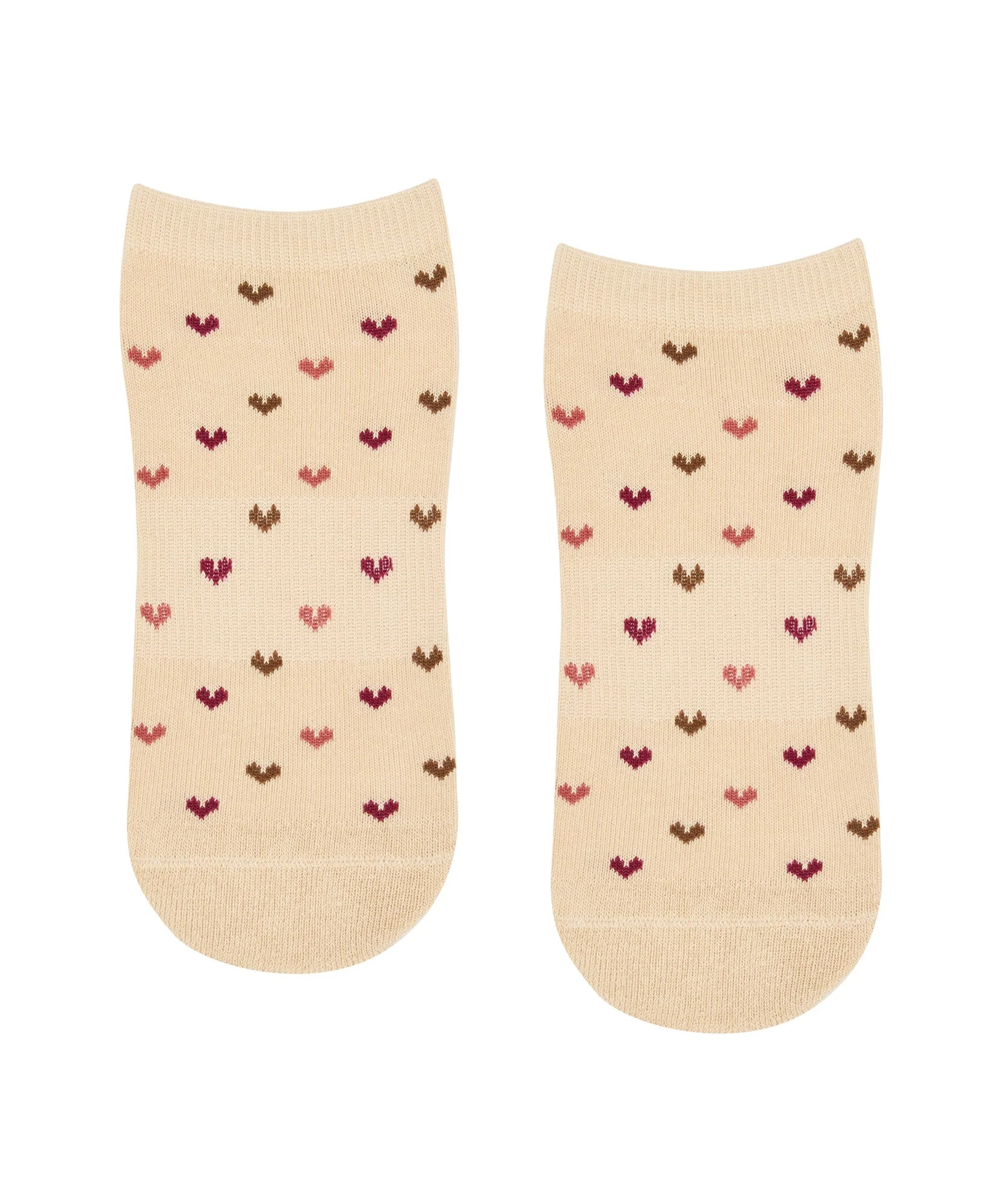 Low Rise Grip Socks - Hearts Aflutter Beige - Image 3