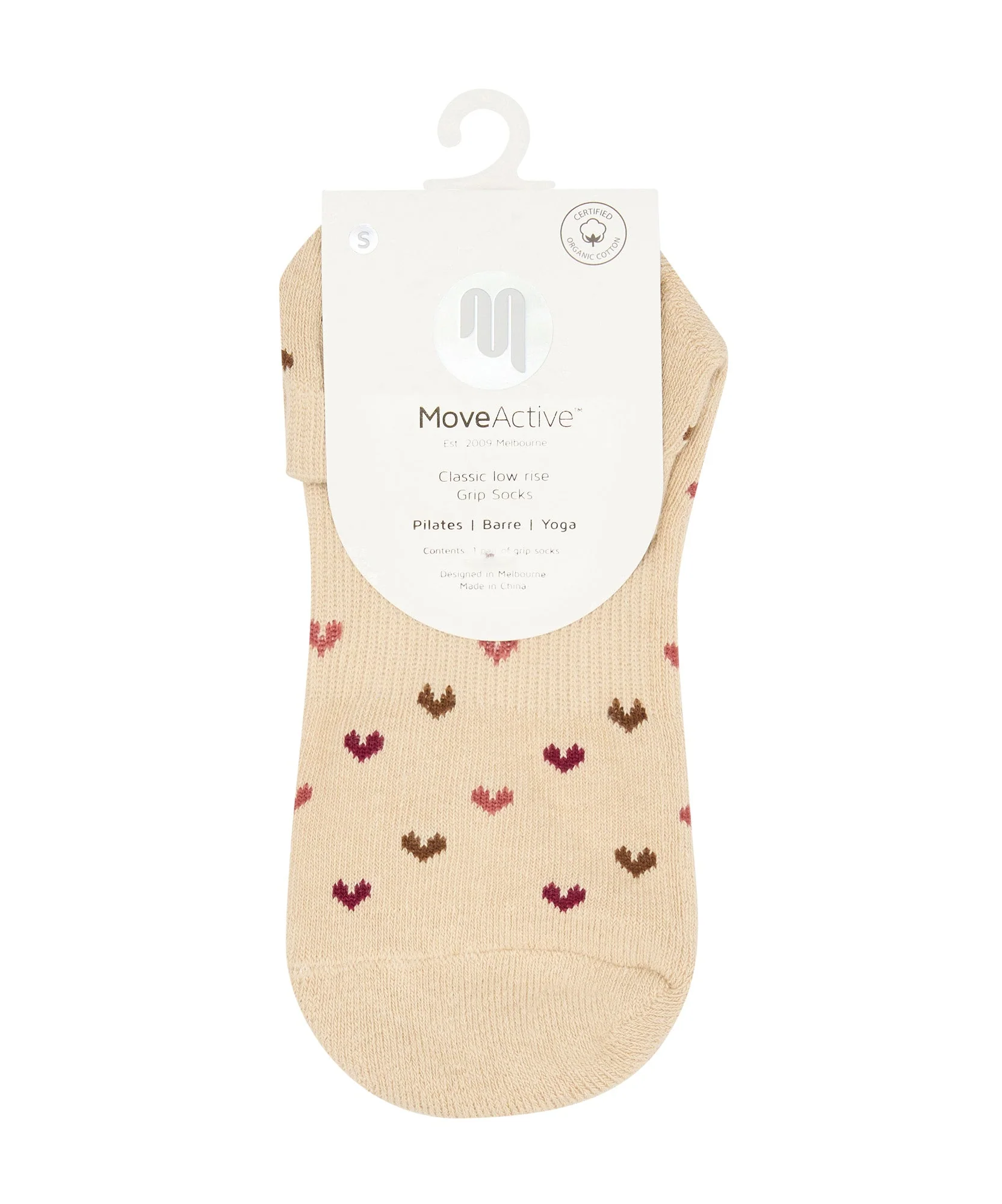 Low Rise Grip Socks - Hearts Aflutter Beige - Image 6