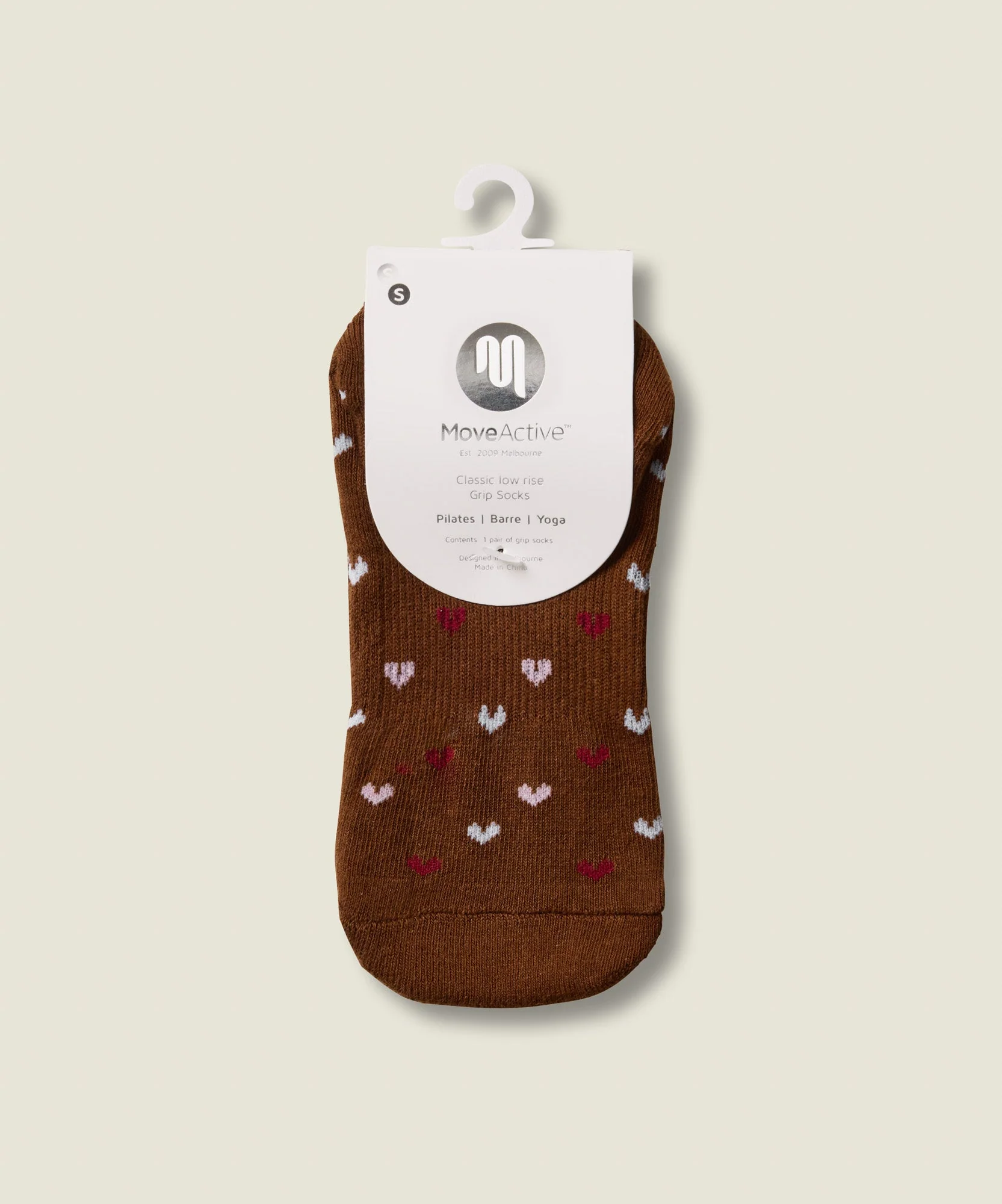 Low Rise Grip Socks - Hearts Aflutter Brown - Image 6