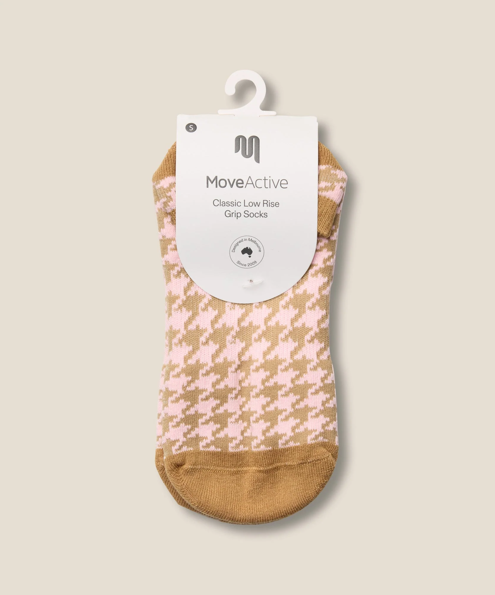 Low Rise Grip Socks - Houndstooth Blush - Image 5