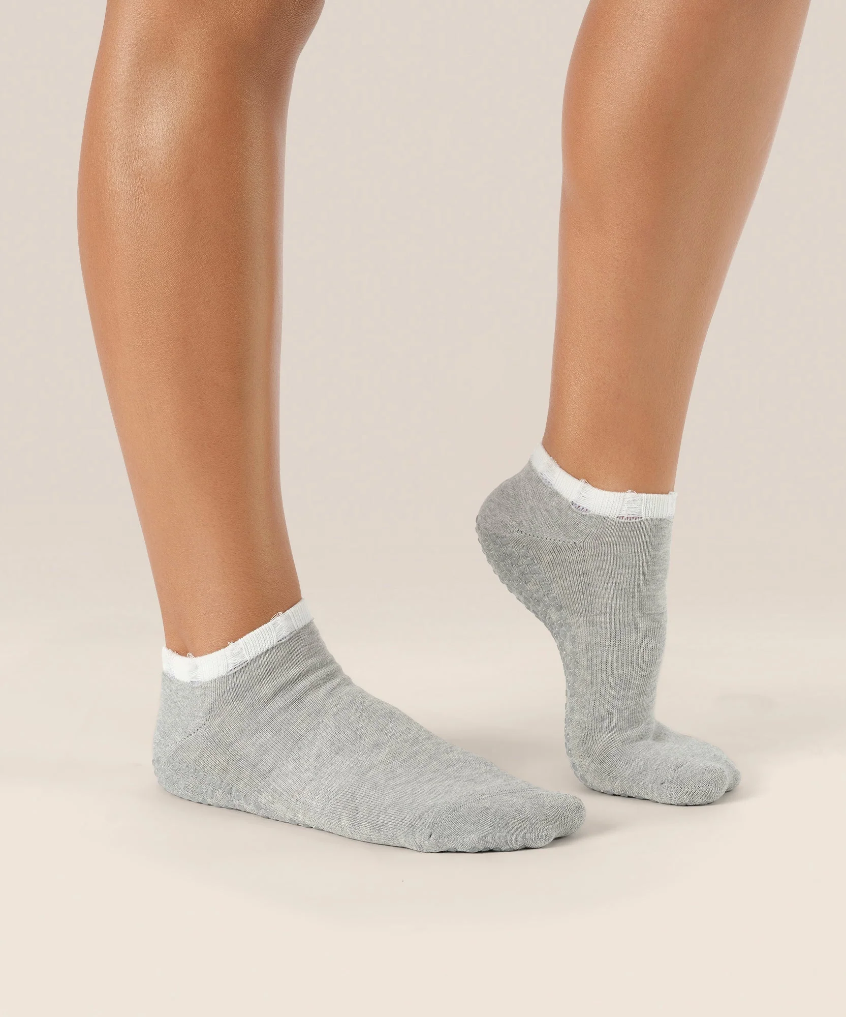 Low Rise Grip Socks - Marle Grey - Image 3