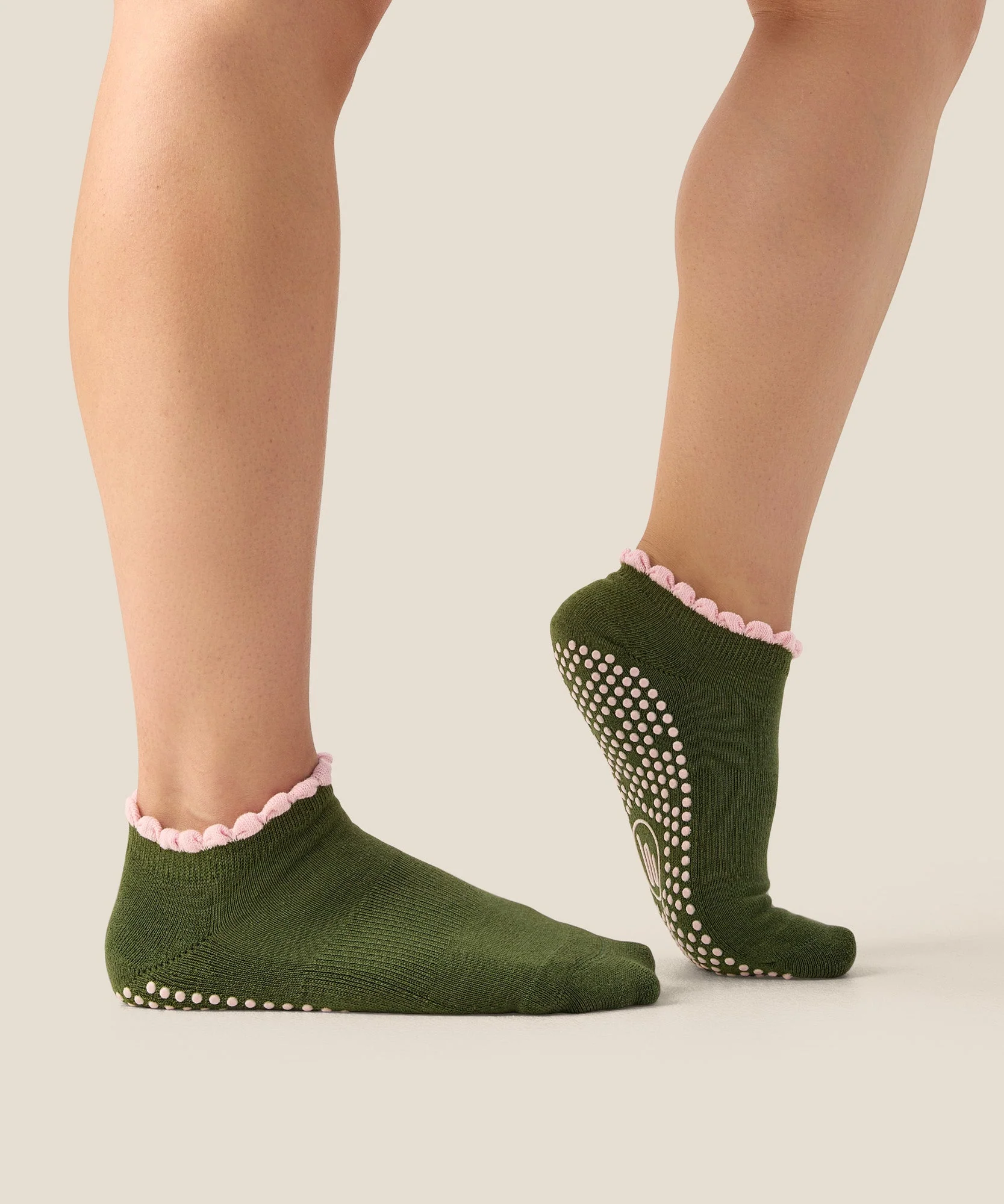 Low Rise Grip Socks - Ruffle Pine - Image 3