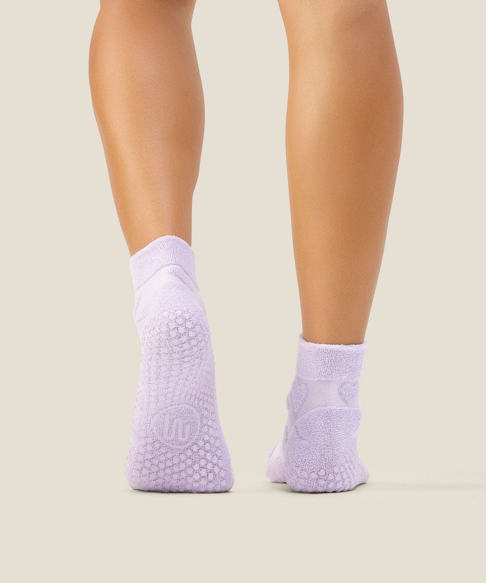 Low Rise Grip Socks - Terry Heart Lilac - Image 2