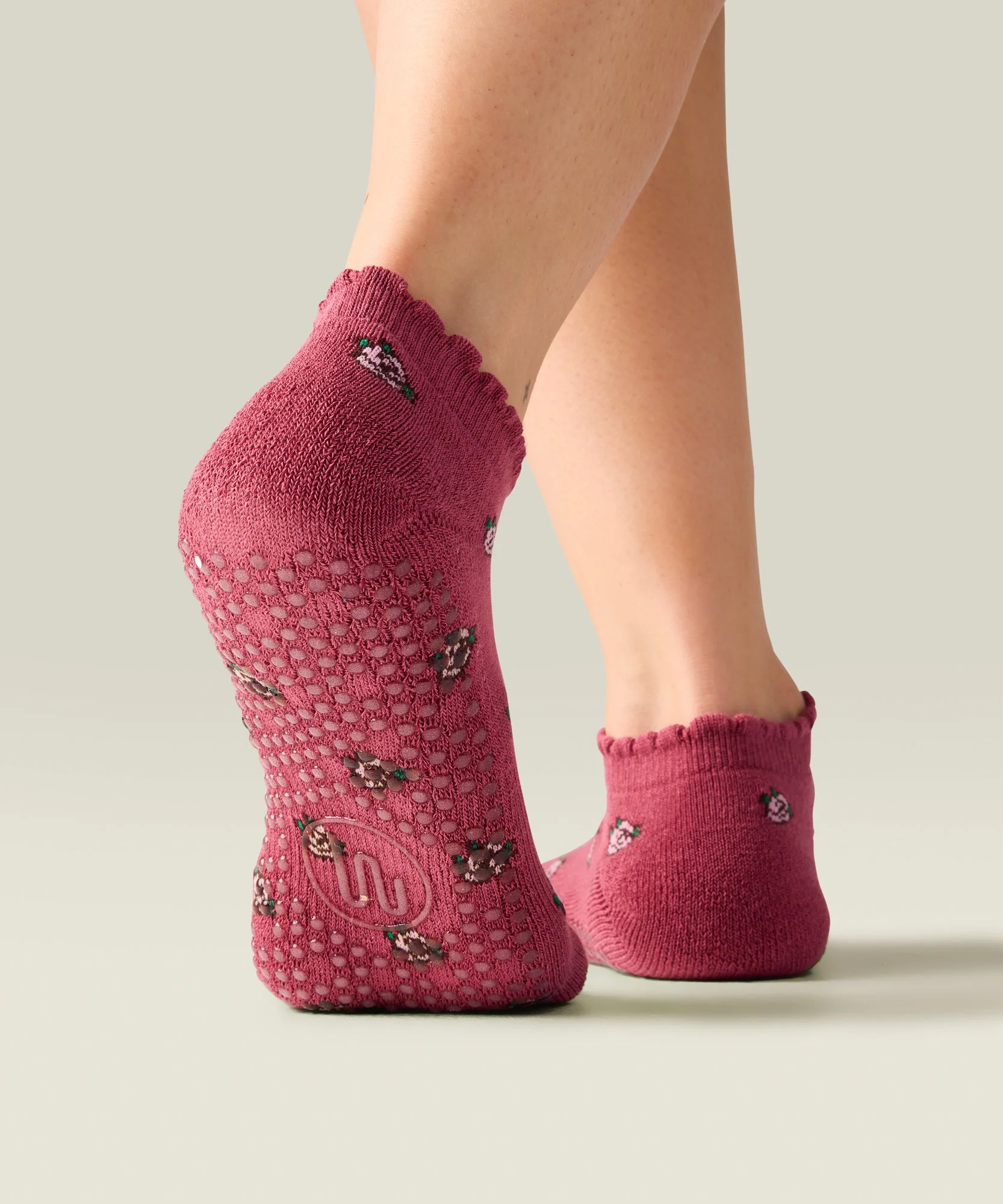 Low Rise Grip Socks - Wild Rose Berry - Image 2