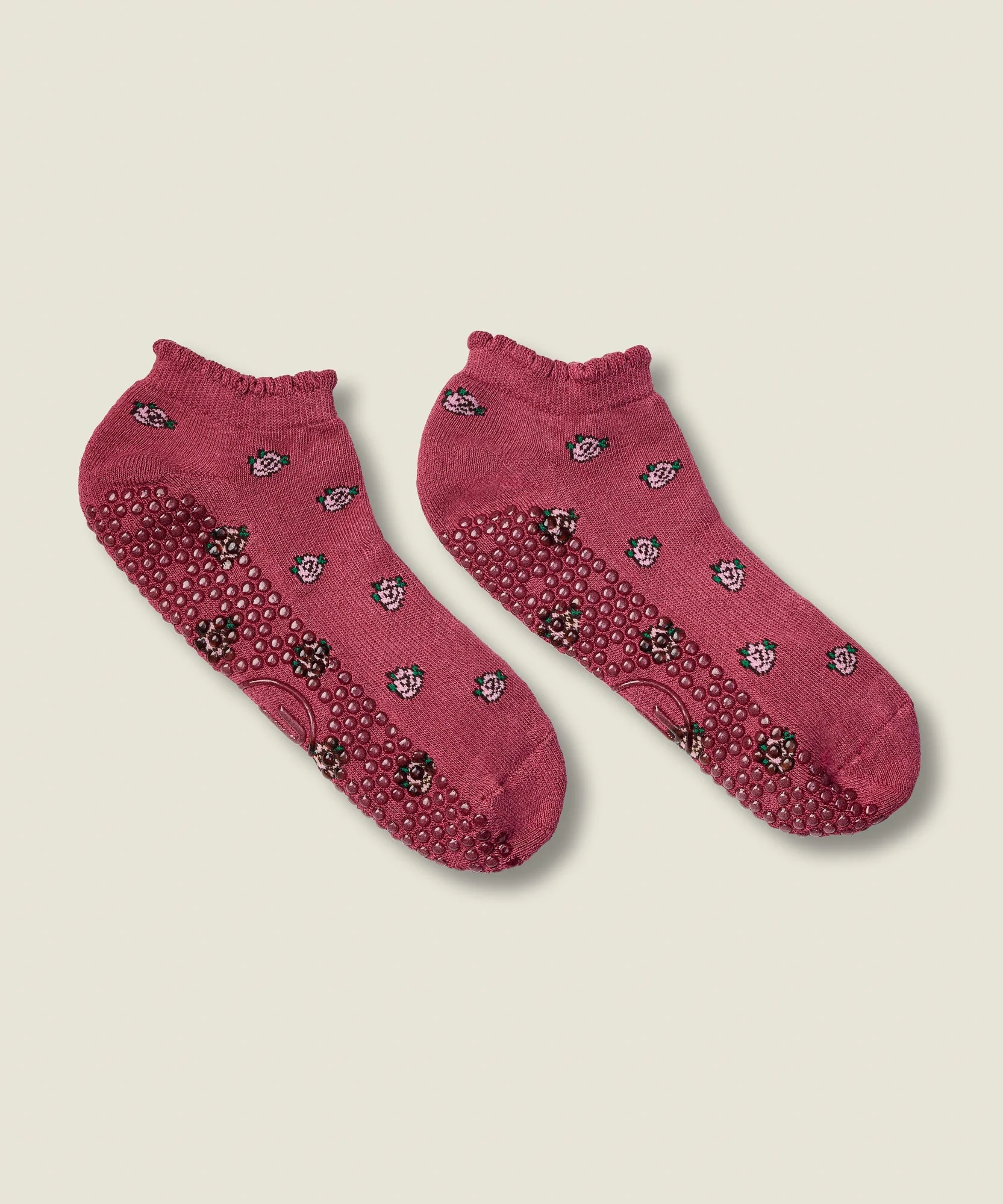 Low Rise Grip Socks - Wild Rose Berry - Image 3