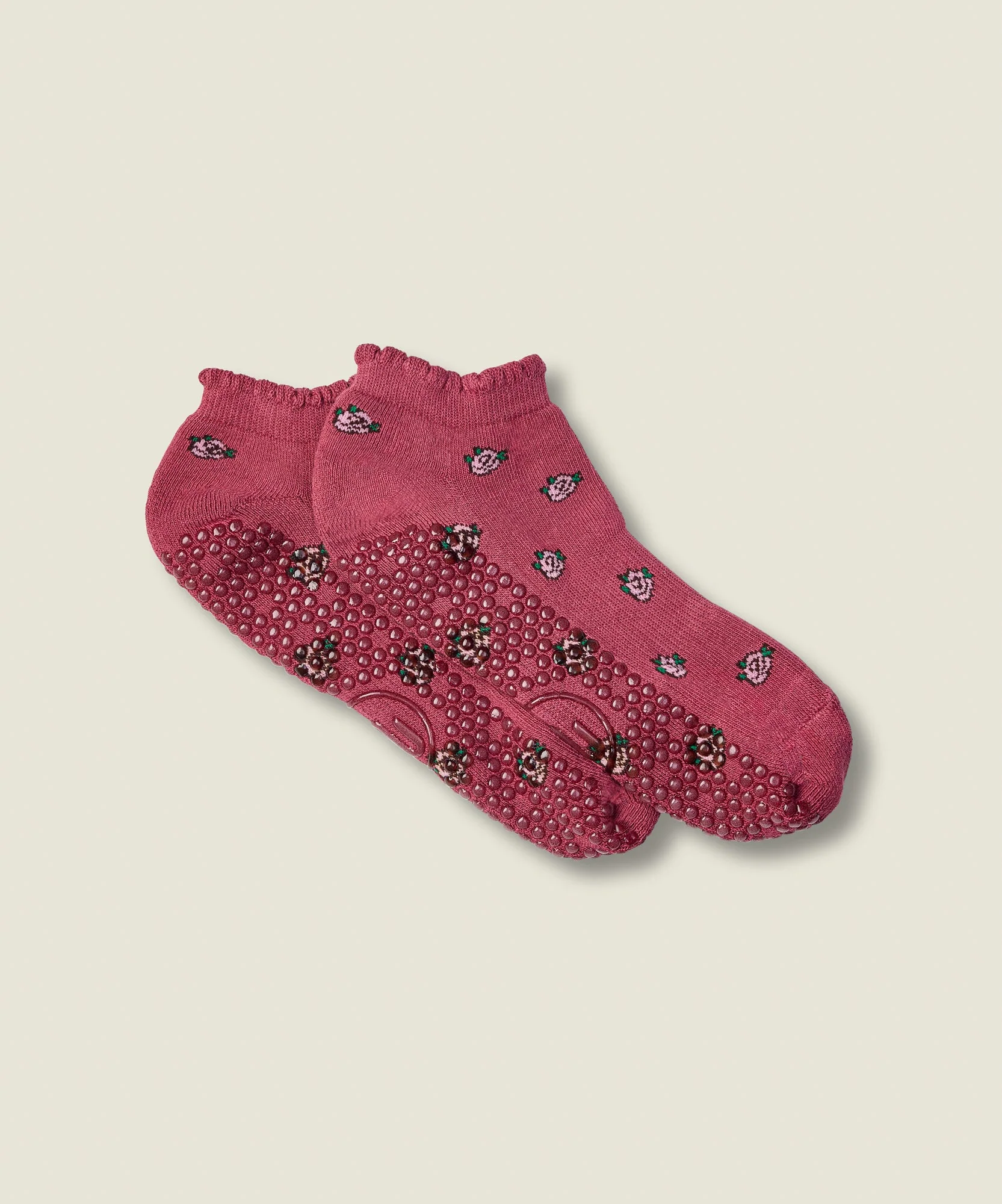 Low Rise Grip Socks - Wild Rose Berry - Image 4