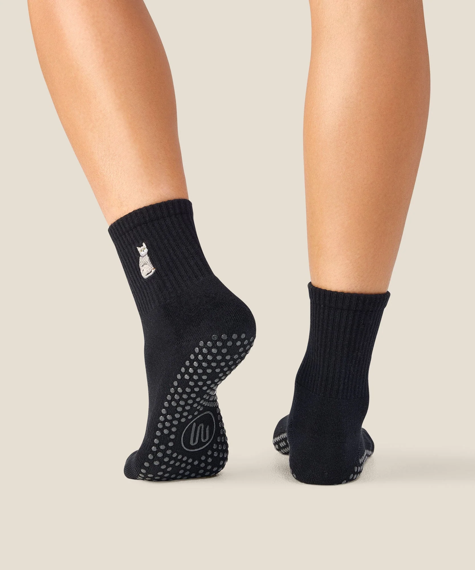 Crew Grip Socks - Grey Cat Black - Image 3