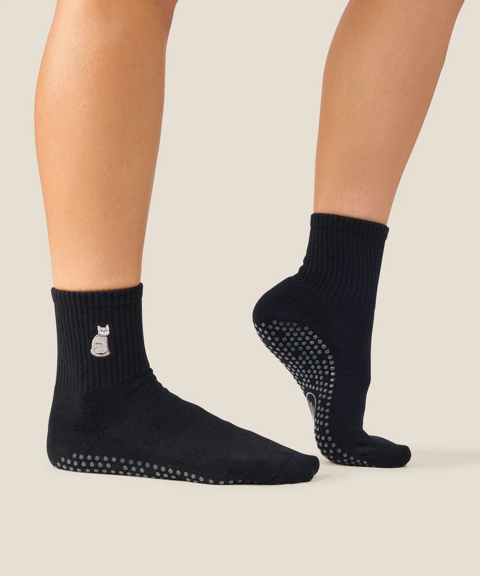Crew Grip Socks - Grey Cat Black - Image 4