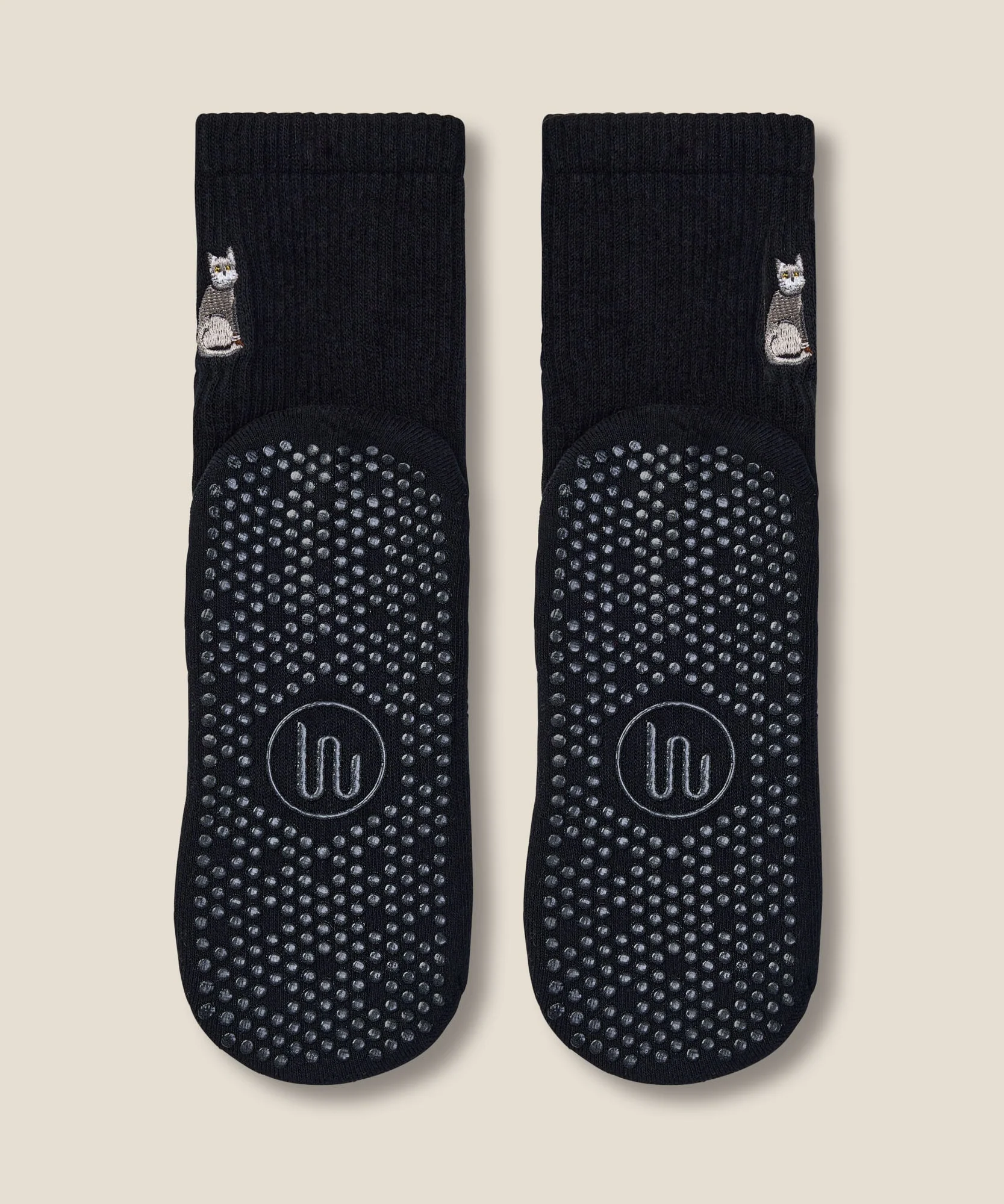 Crew Grip Socks - Grey Cat Black - Image 5