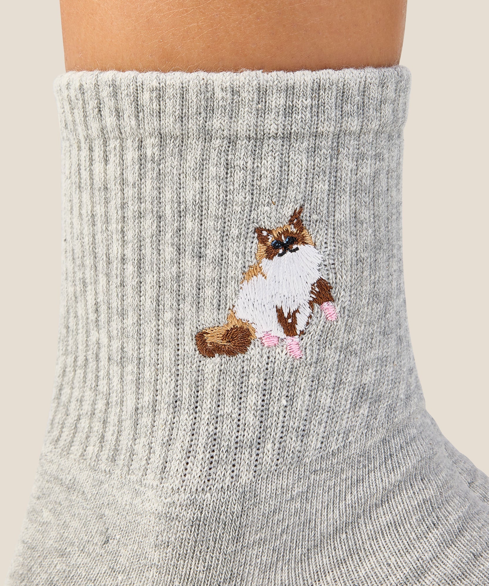 Crew Grip Socks - Ginger Cat Grey Marle - Image 2
