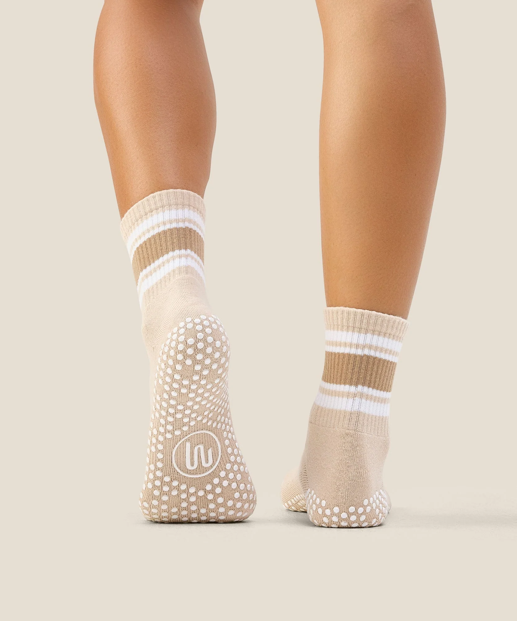 Crew Grip Socks - Beige Stripes - Image 2