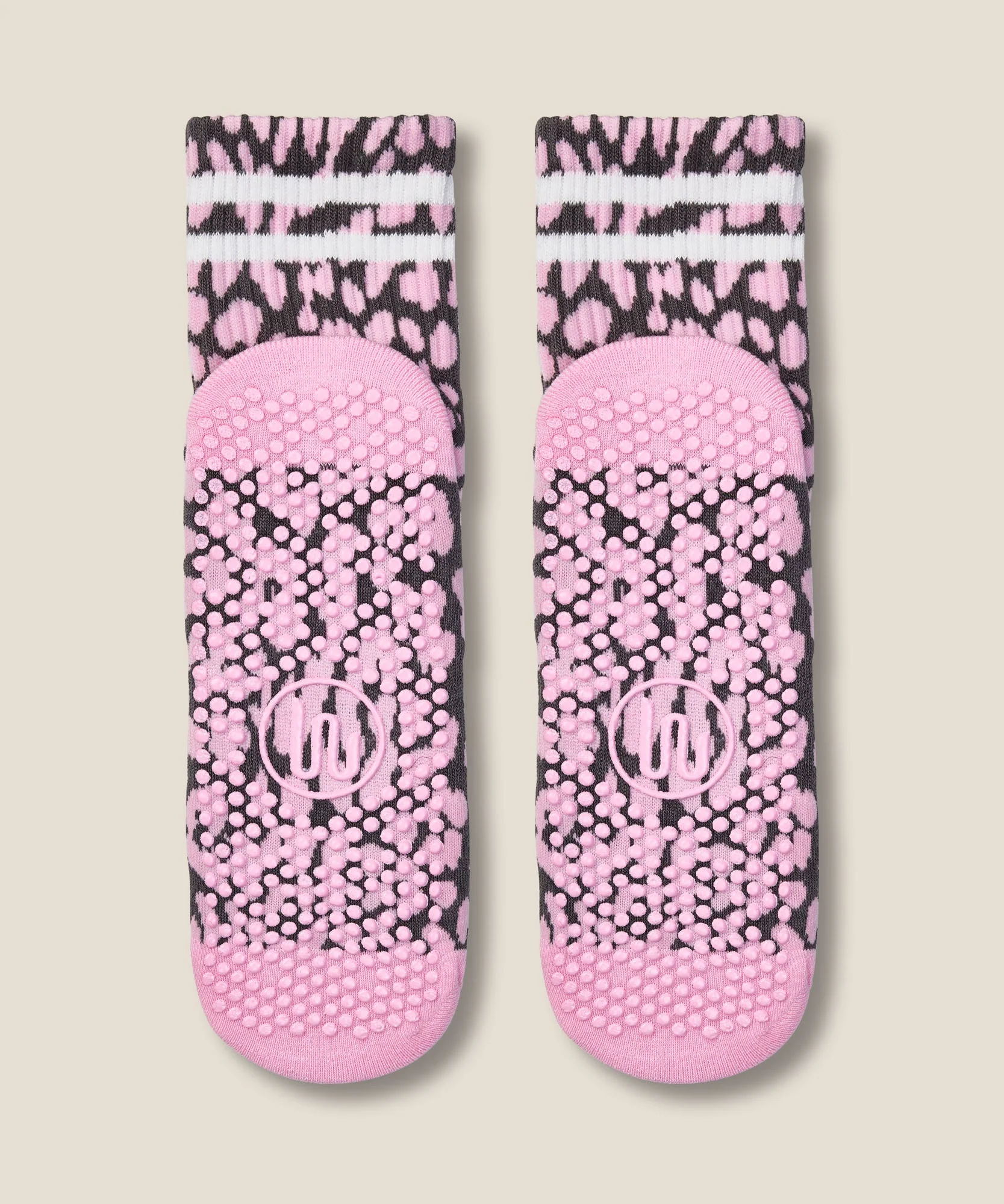 Crew Grip Socks - Cheetah Stripe Pink - Image 4