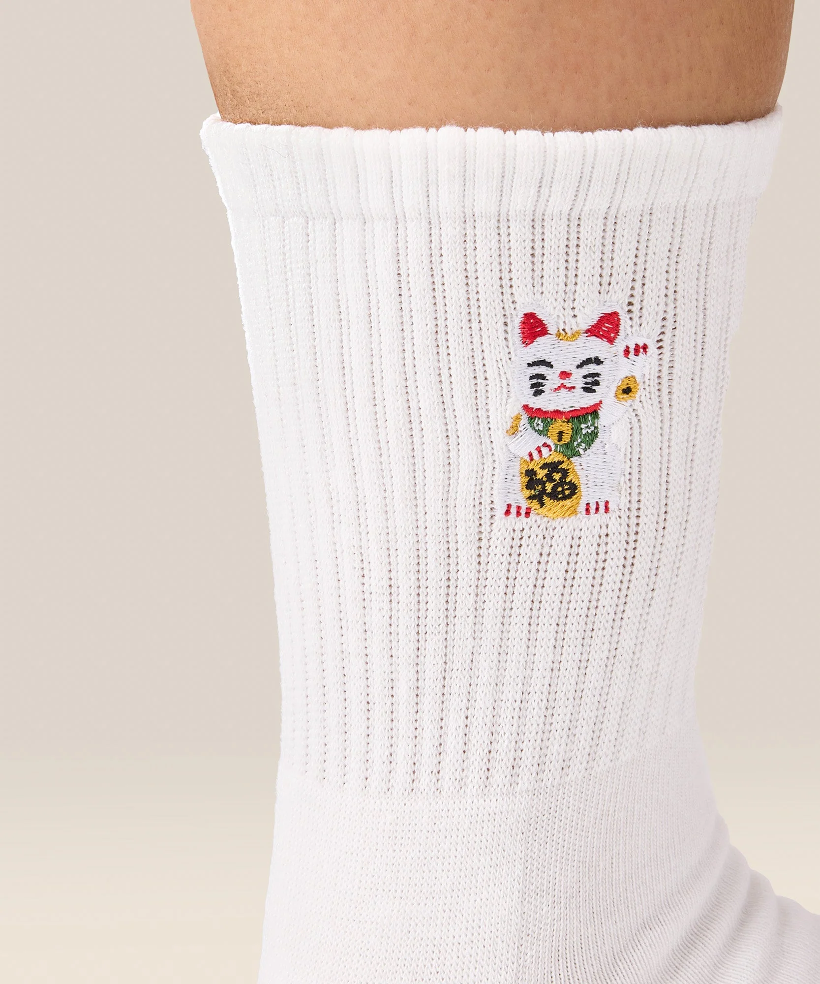 Crew Grip Socks - Fortune Kitty Ivory - Image 4