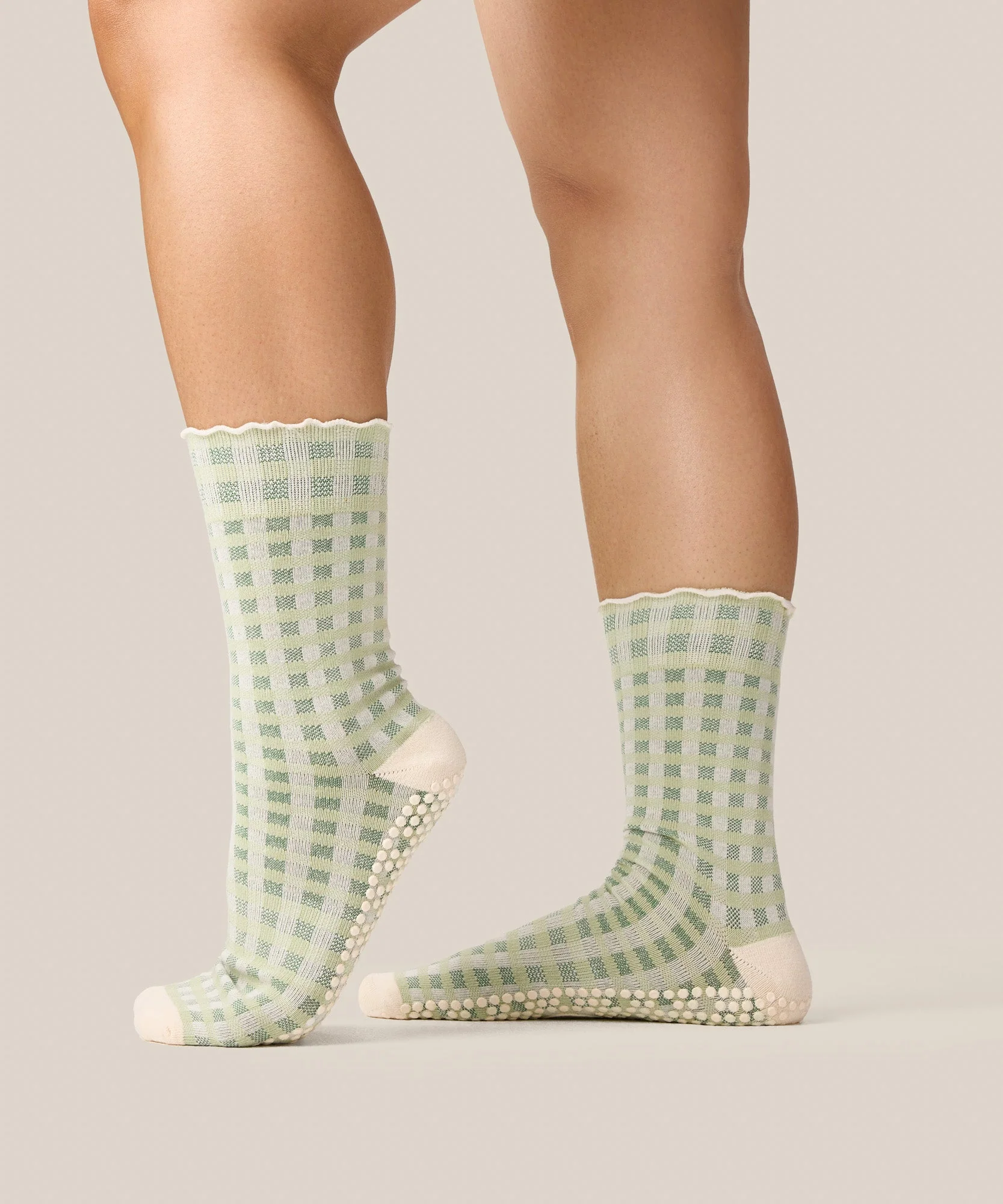 Crew Grip Socks - Gingham Frill Mint