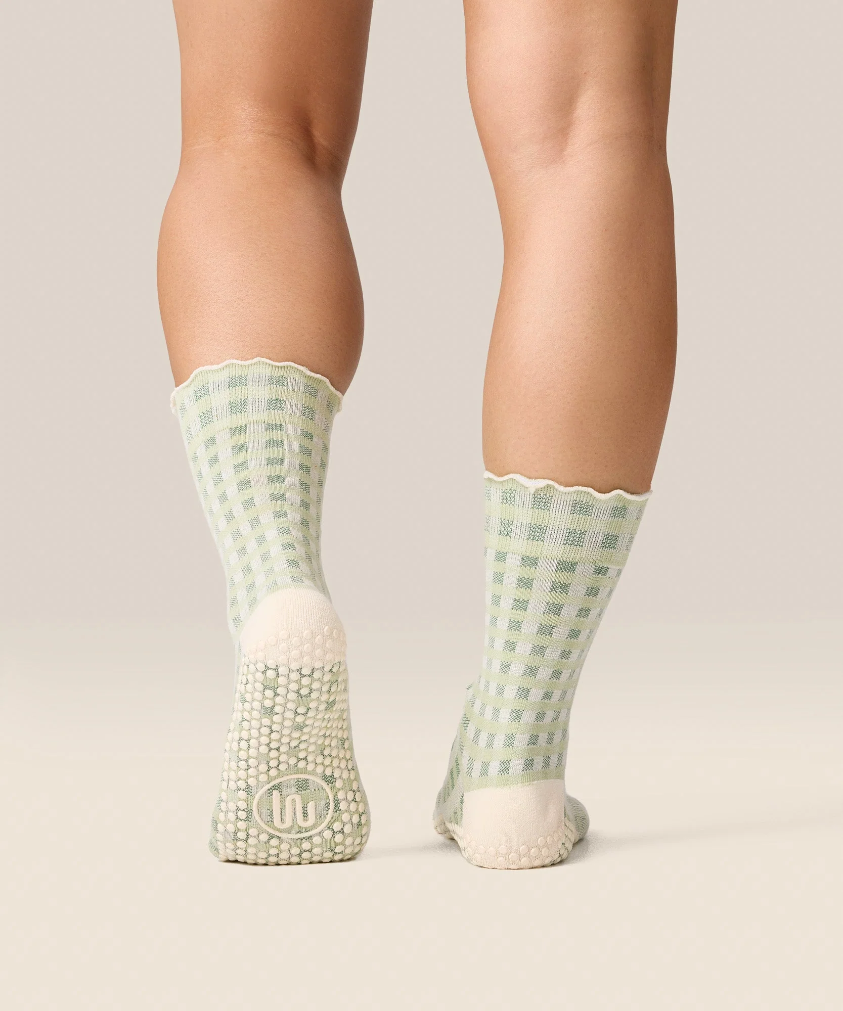 Crew Grip Socks - Gingham Frill Mint - Image 2