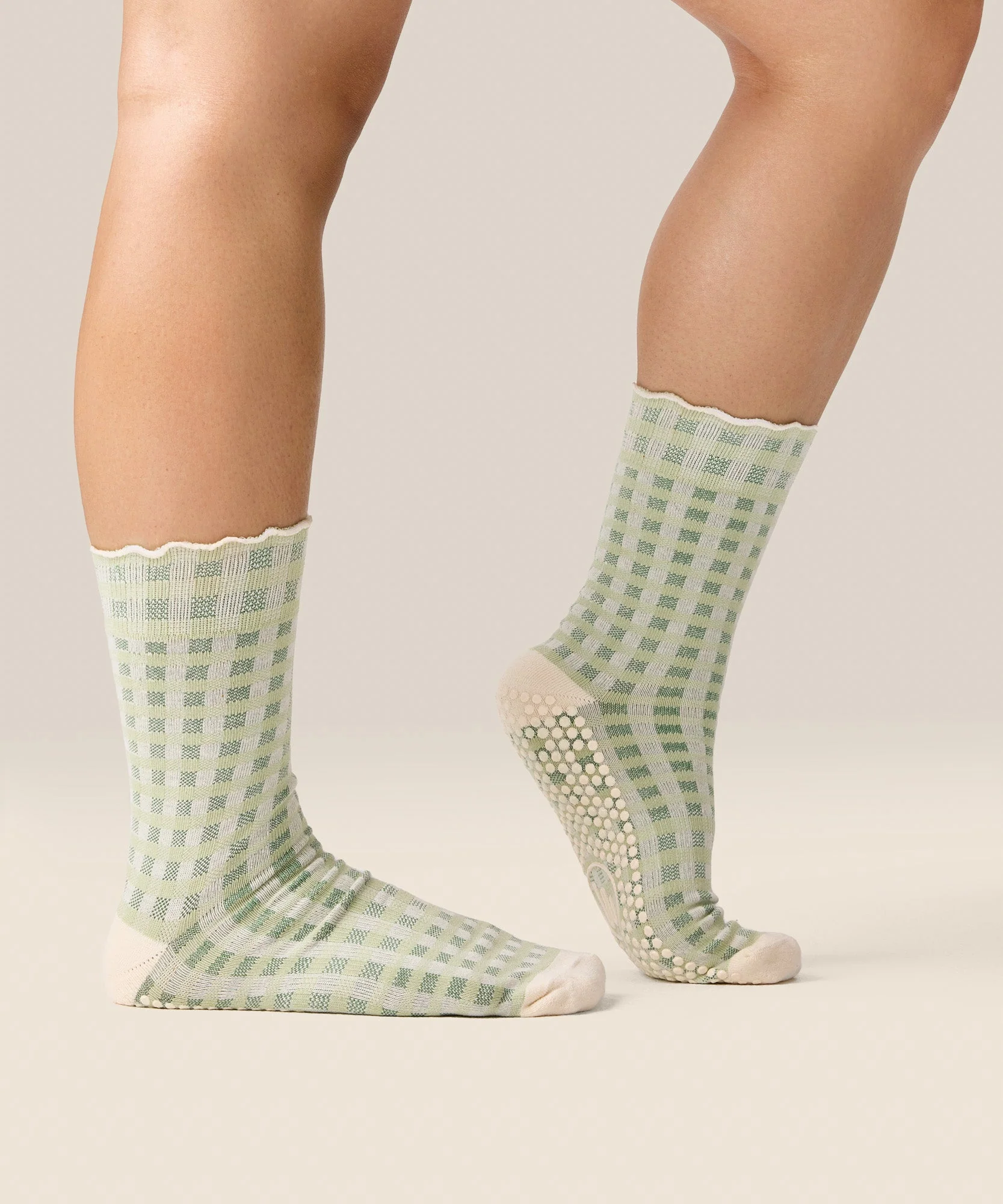 Crew Grip Socks - Gingham Frill Mint - Image 3