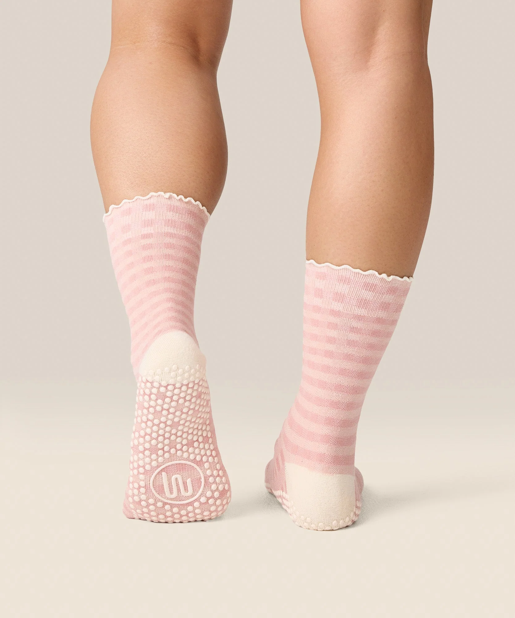 Crew Grip Socks - Gingham Frill Rose - Image 2