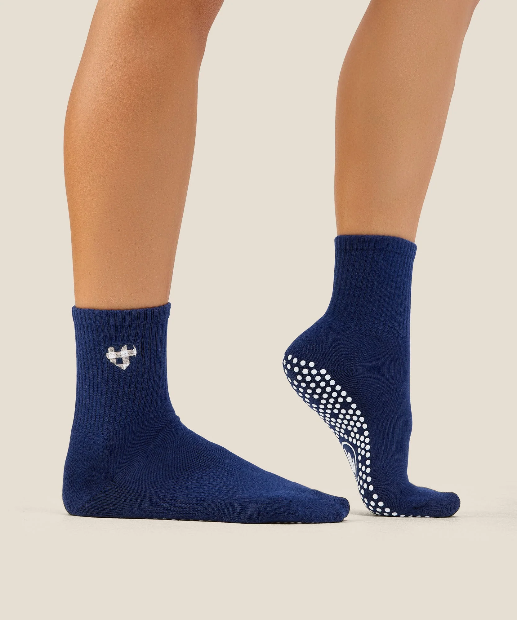 Crew Grip Socks - Gingham Heart Navy - Image 4