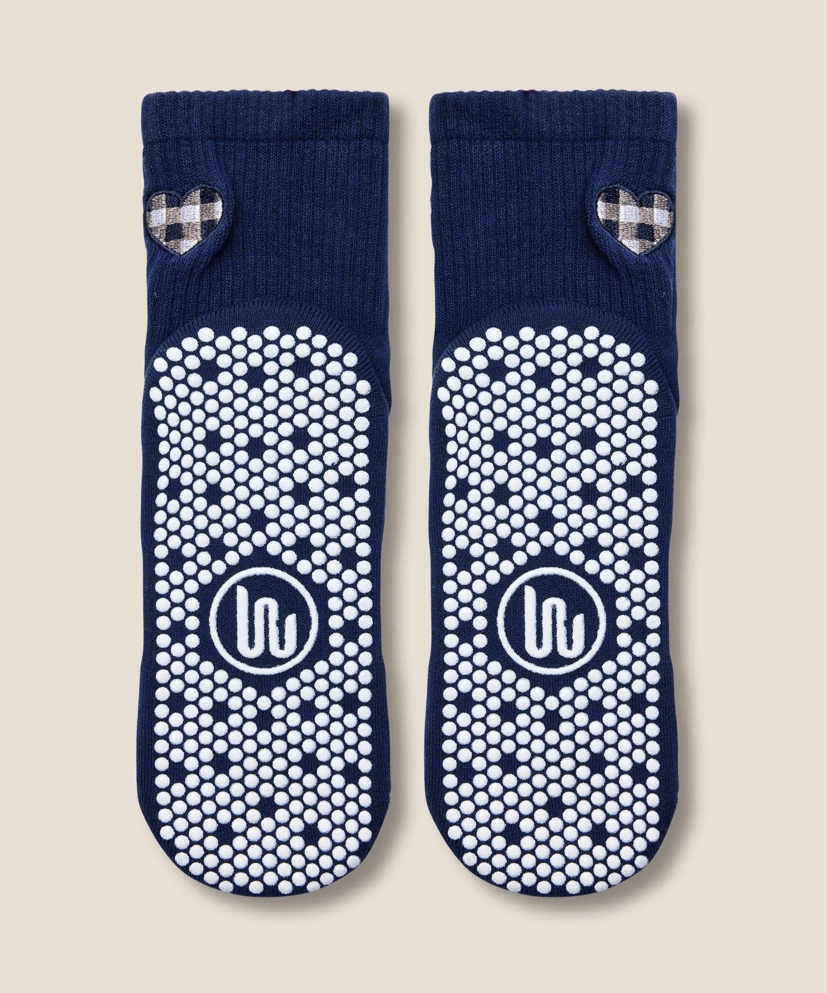 Crew Grip Socks - Gingham Heart Navy - Image 5