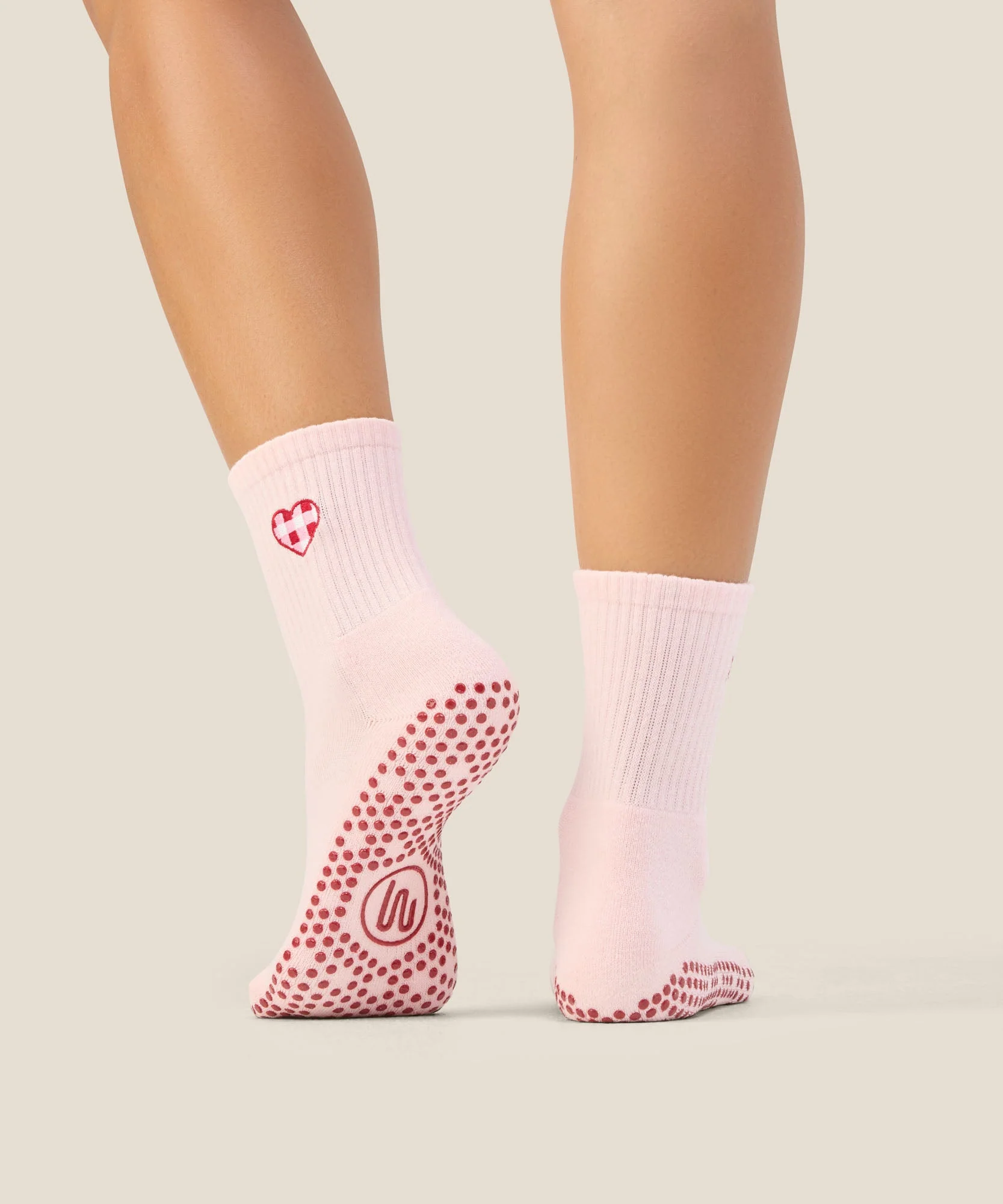 Crew Grip Socks - Gingham Heart Pink - Image 4