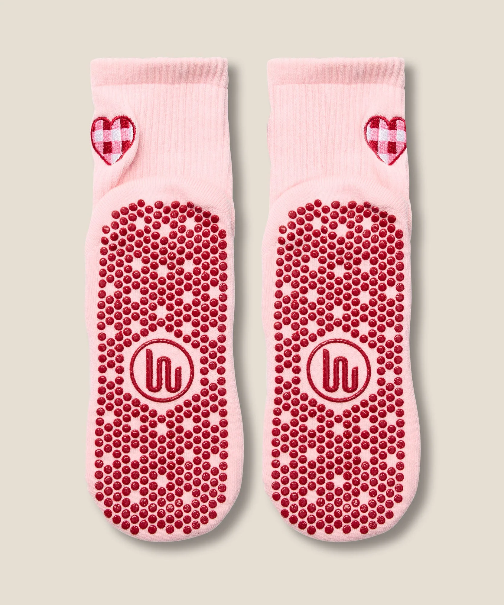 Crew Grip Socks - Gingham Heart Pink - Image 5
