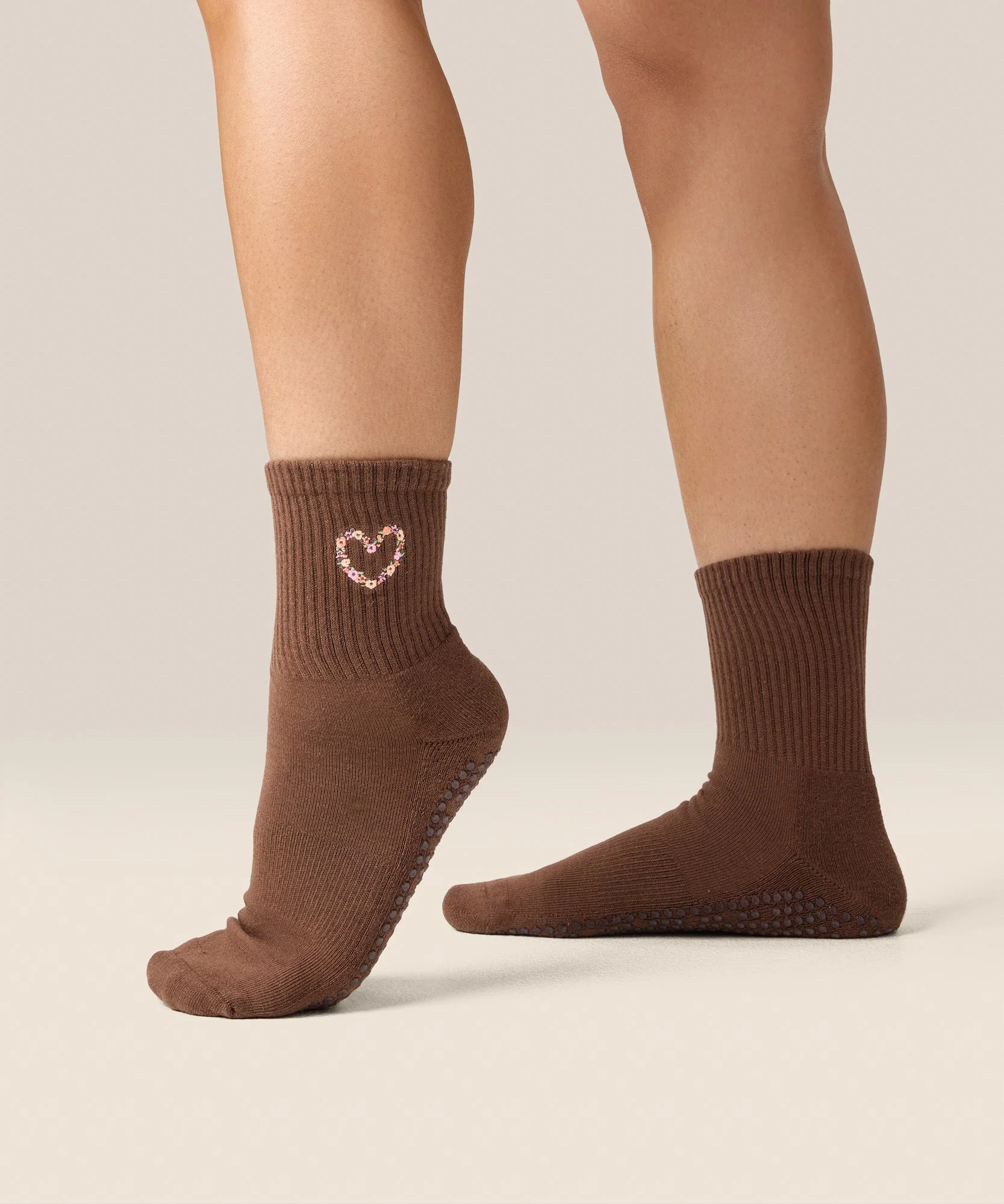 Crew Grip Socks - Heart Vine Brown