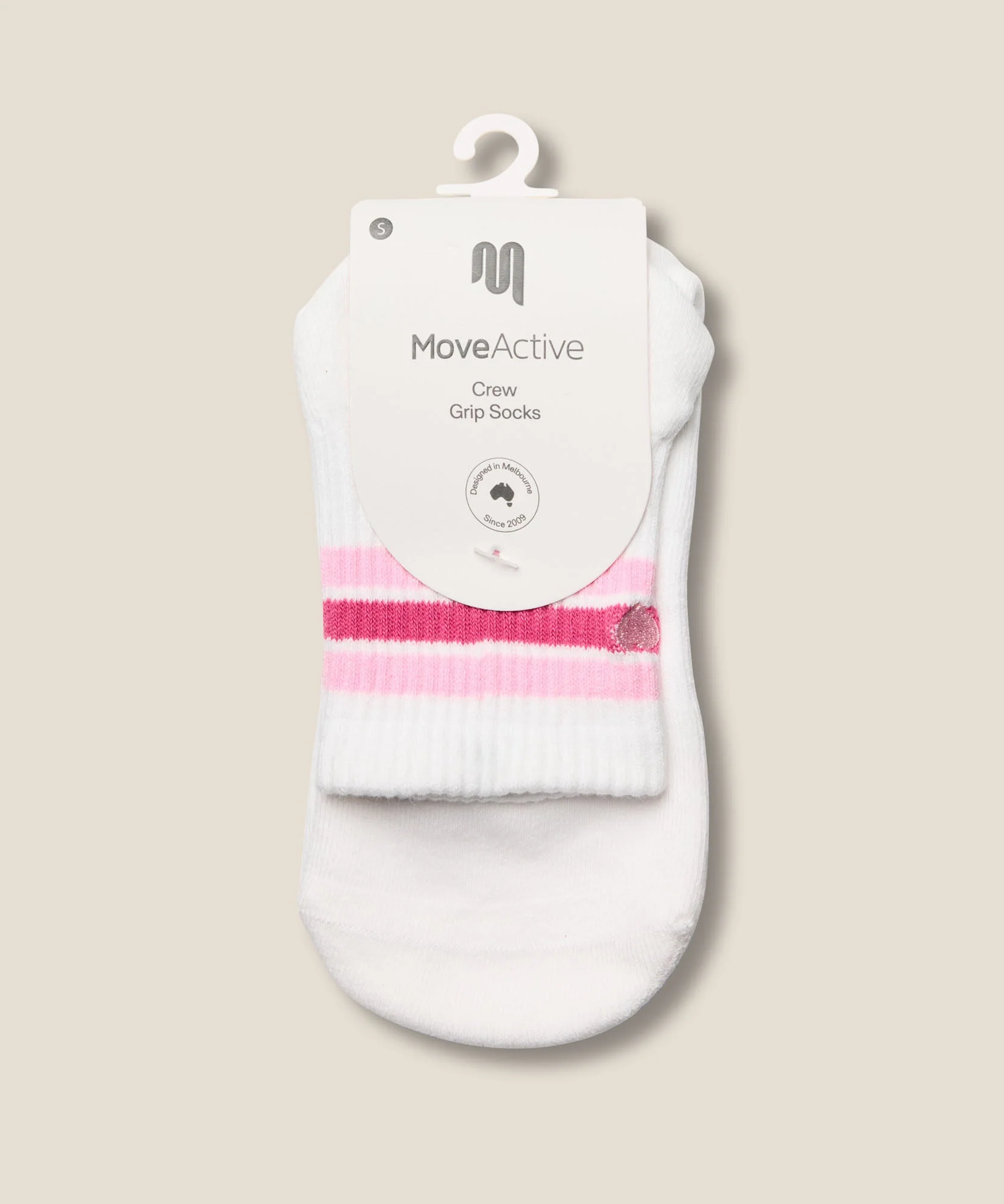 Crew Grip Socks - Mini-Heart Stripe Ivory - Image 6