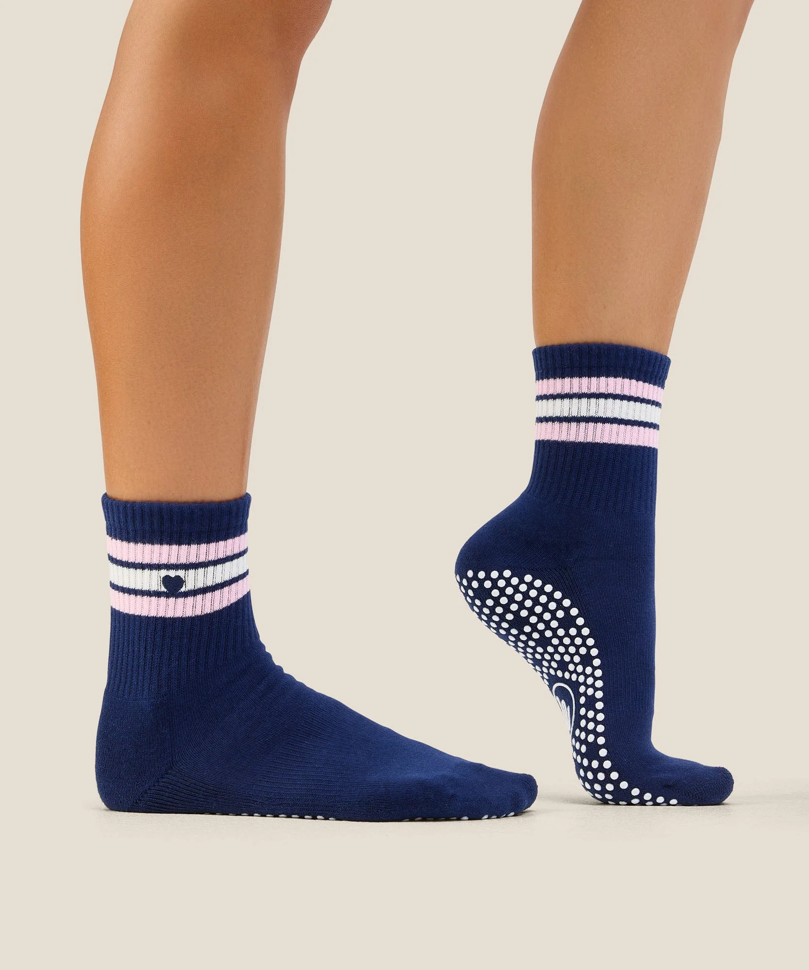 Crew Grip Socks - Mini-Heart Stripe Navy - Image 4