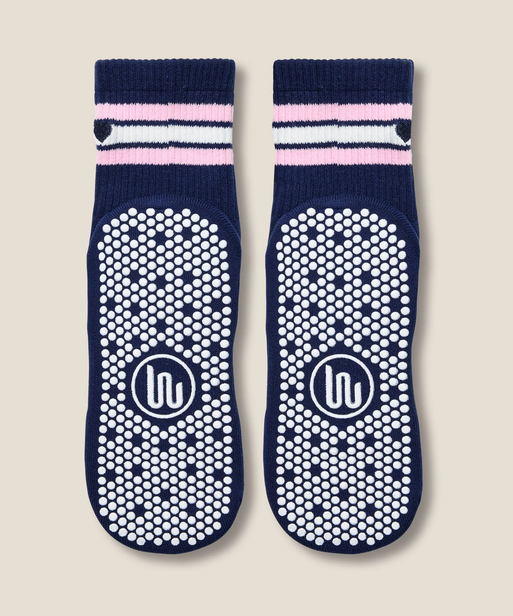 Crew Grip Socks - Mini-Heart Stripe Navy - Image 5