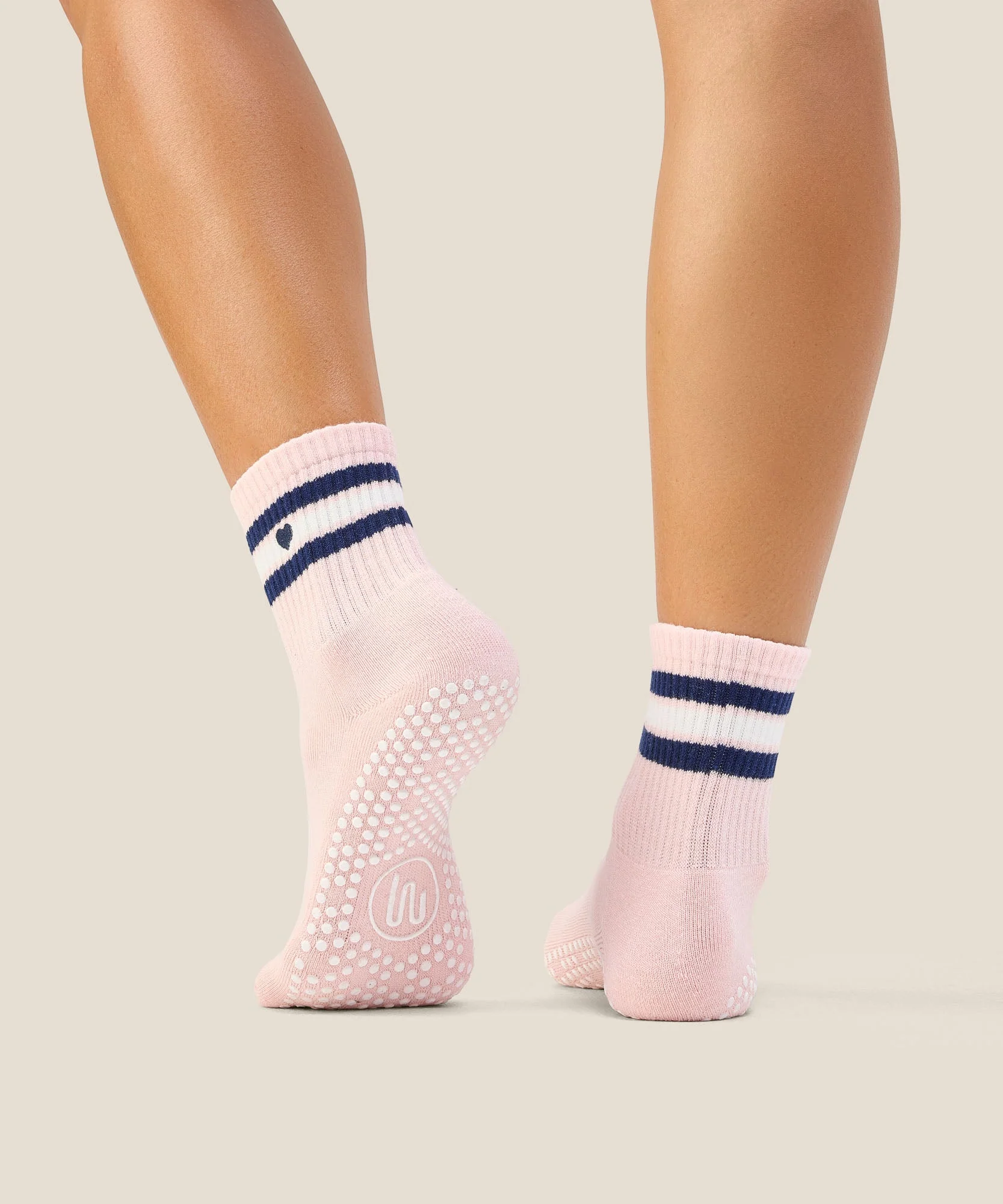 Crew Grip Socks - Mini-Heart Stripe Pink - Image 3