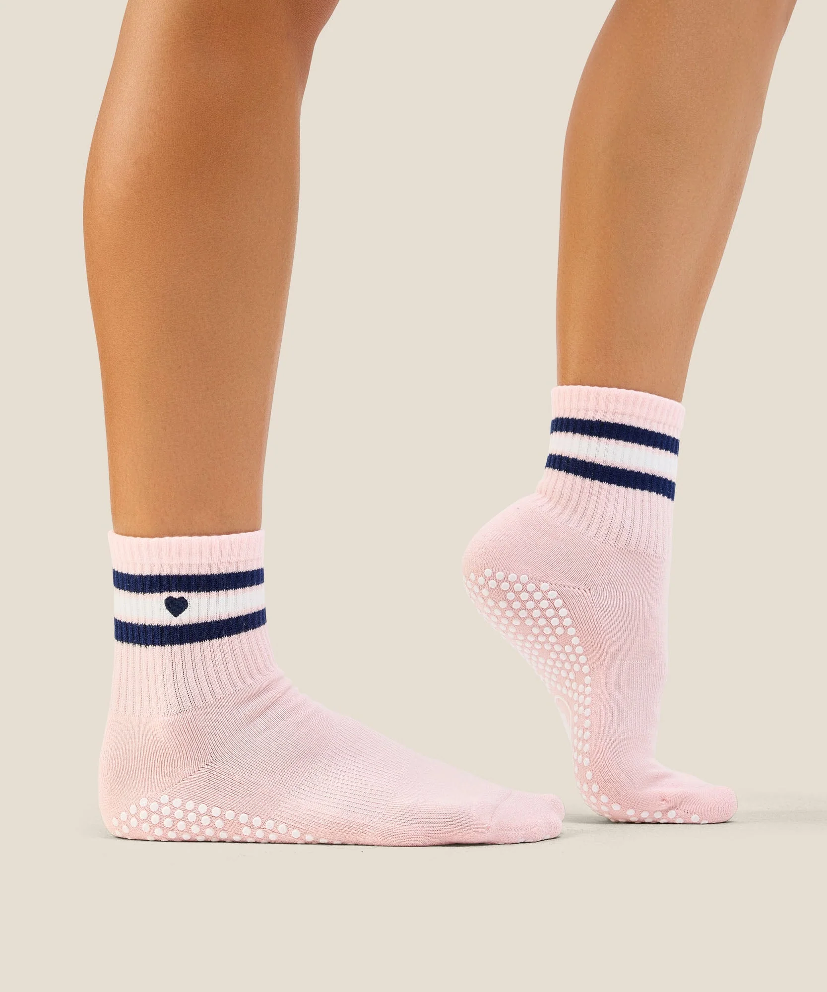 Crew Grip Socks - Mini-Heart Stripe Pink - Image 4