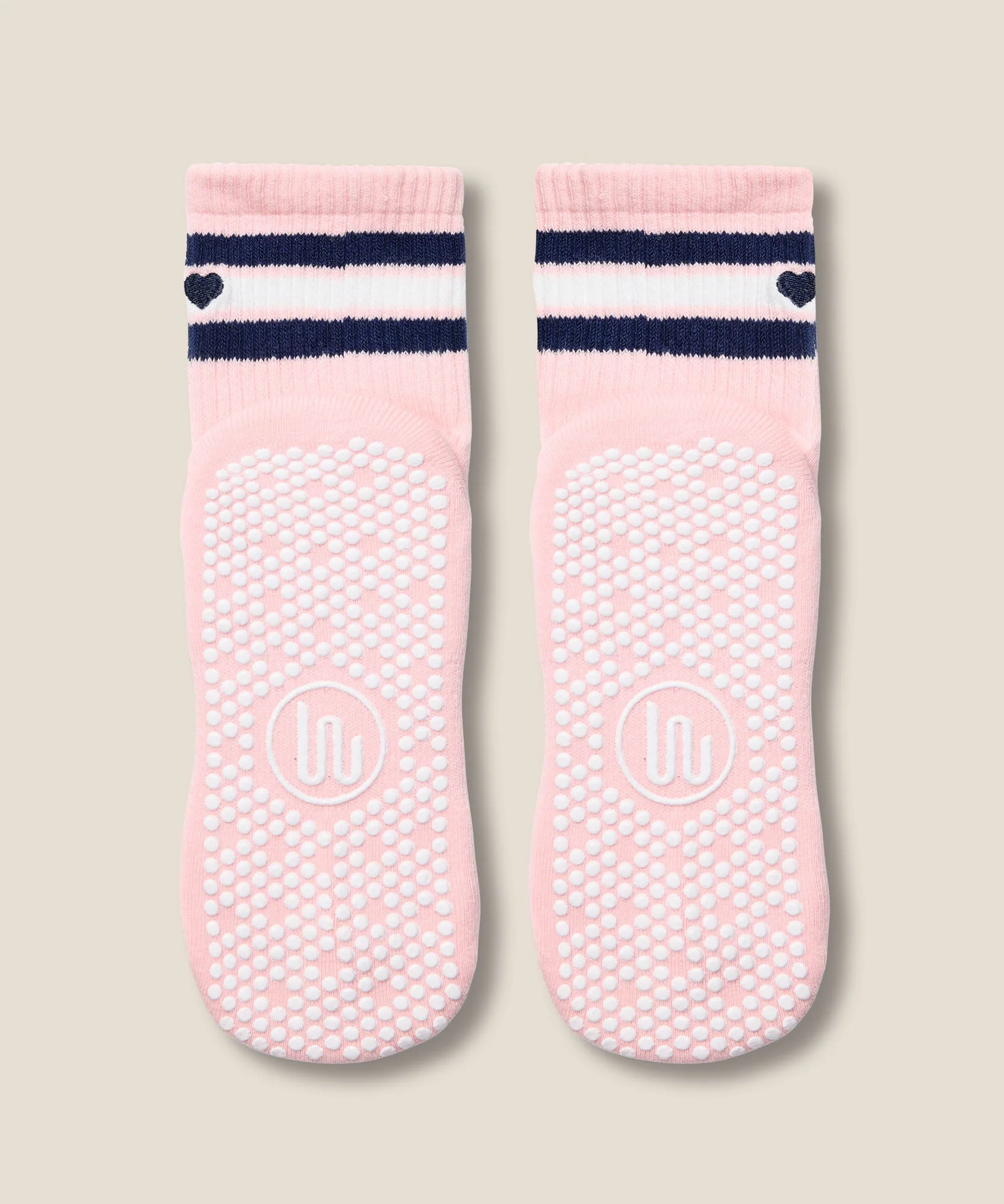 Crew Grip Socks - Mini-Heart Stripe Pink - Image 5