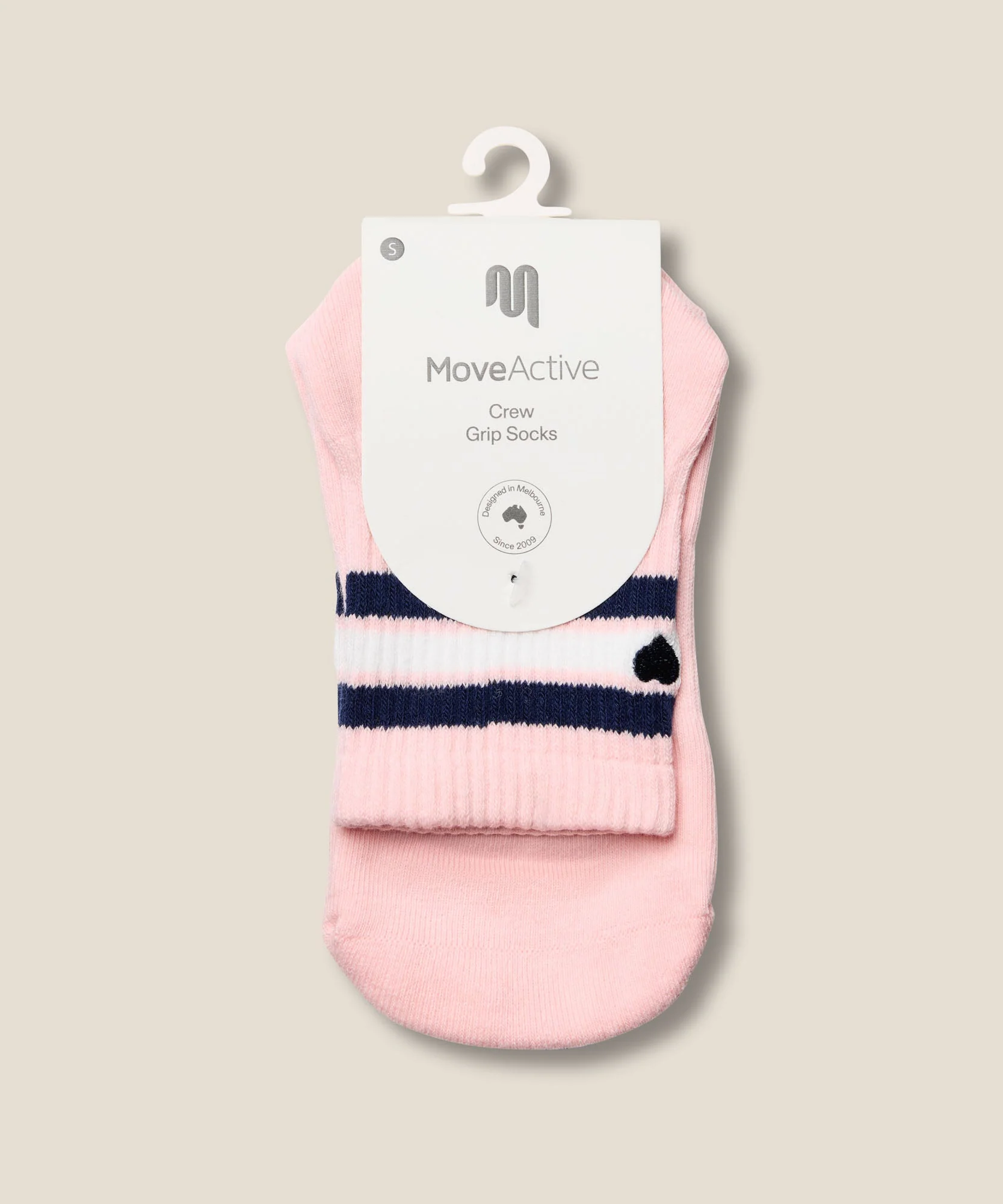 Crew Grip Socks - Mini-Heart Stripe Pink - Image 6