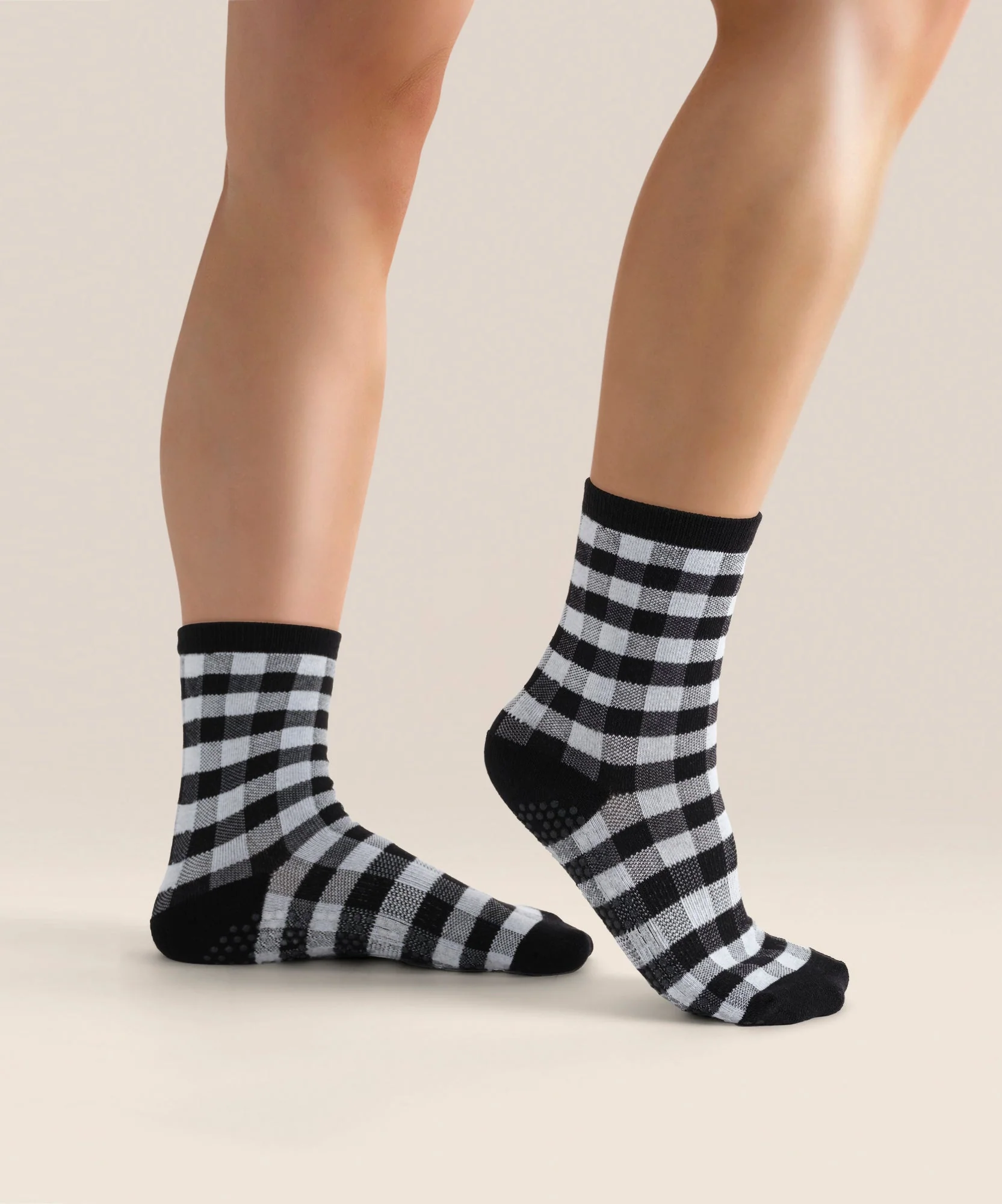 Crew Grip Socks - Monochrome Gingham - Image 3