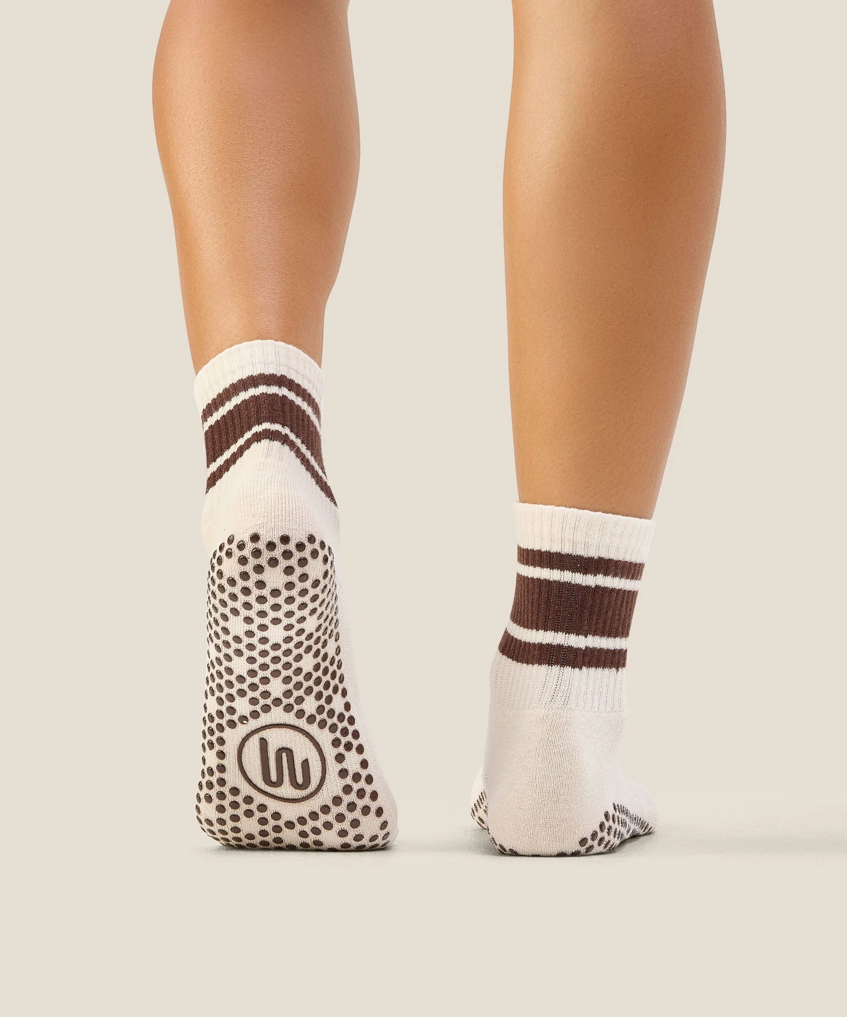 Crew Grip Socks - Oat Espresso Stripe - Image 2
