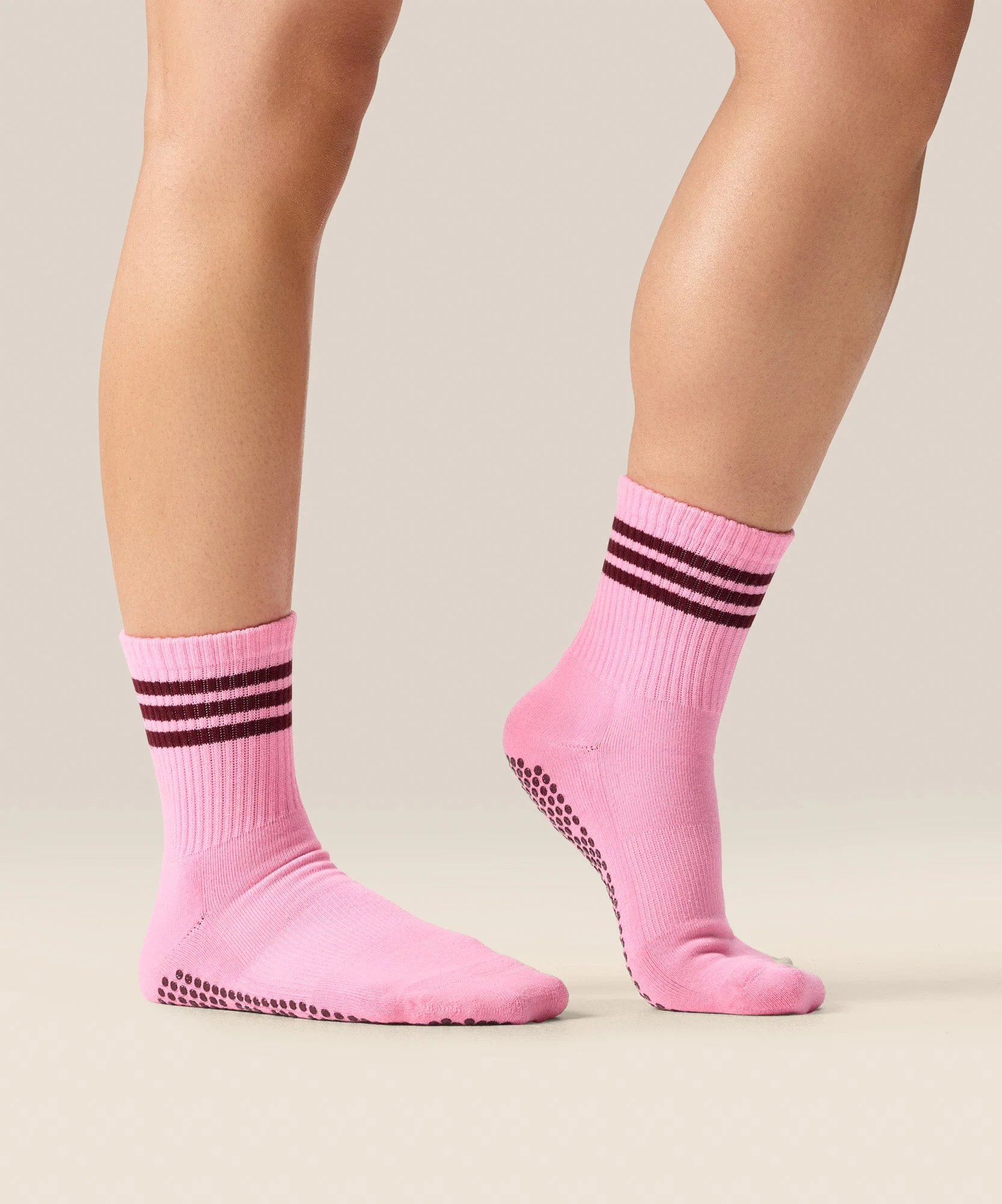 Crew Non Slip Grip Socks - Pink Paloma - Image 3