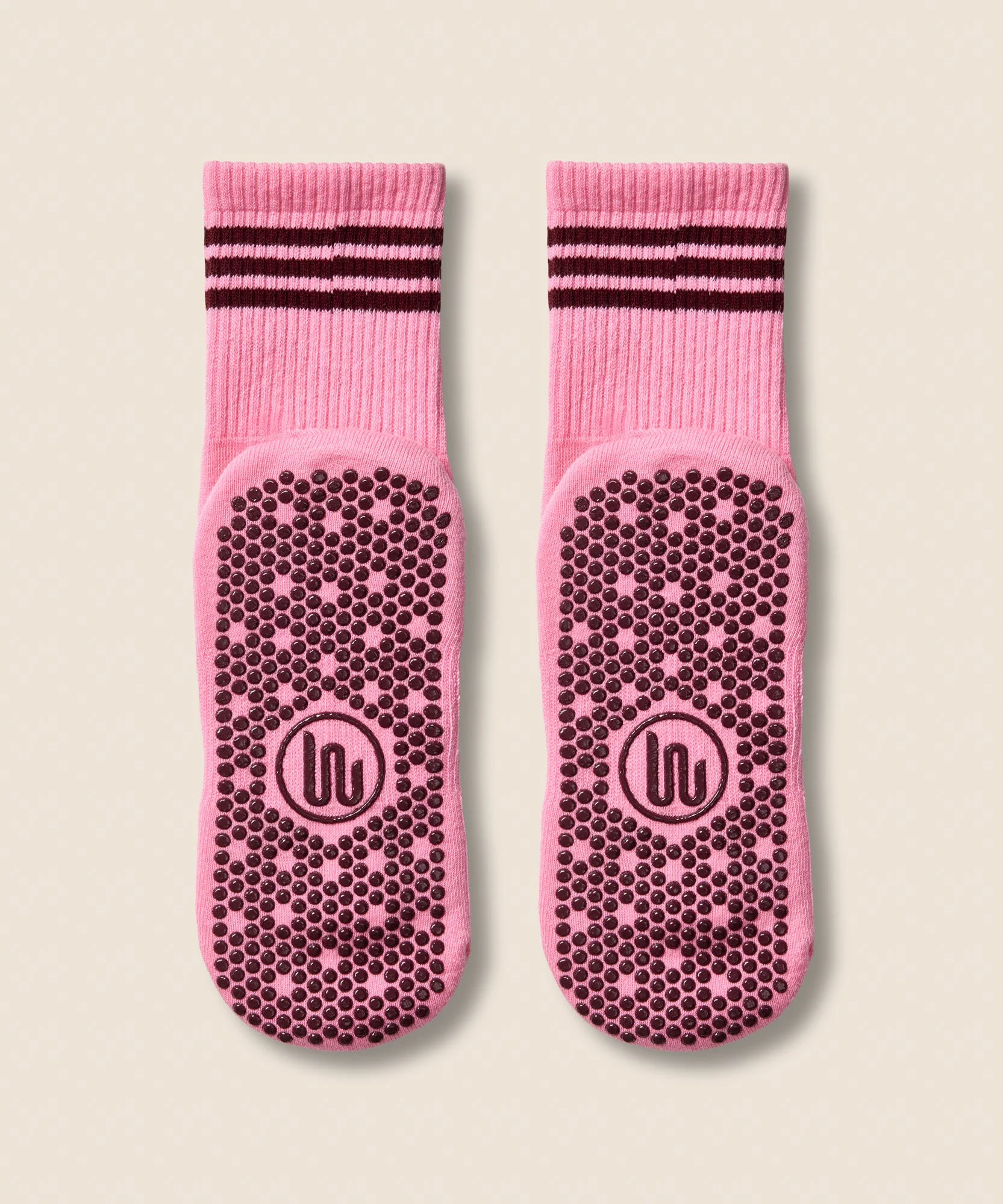 Crew Non Slip Grip Socks - Pink Paloma - Image 4